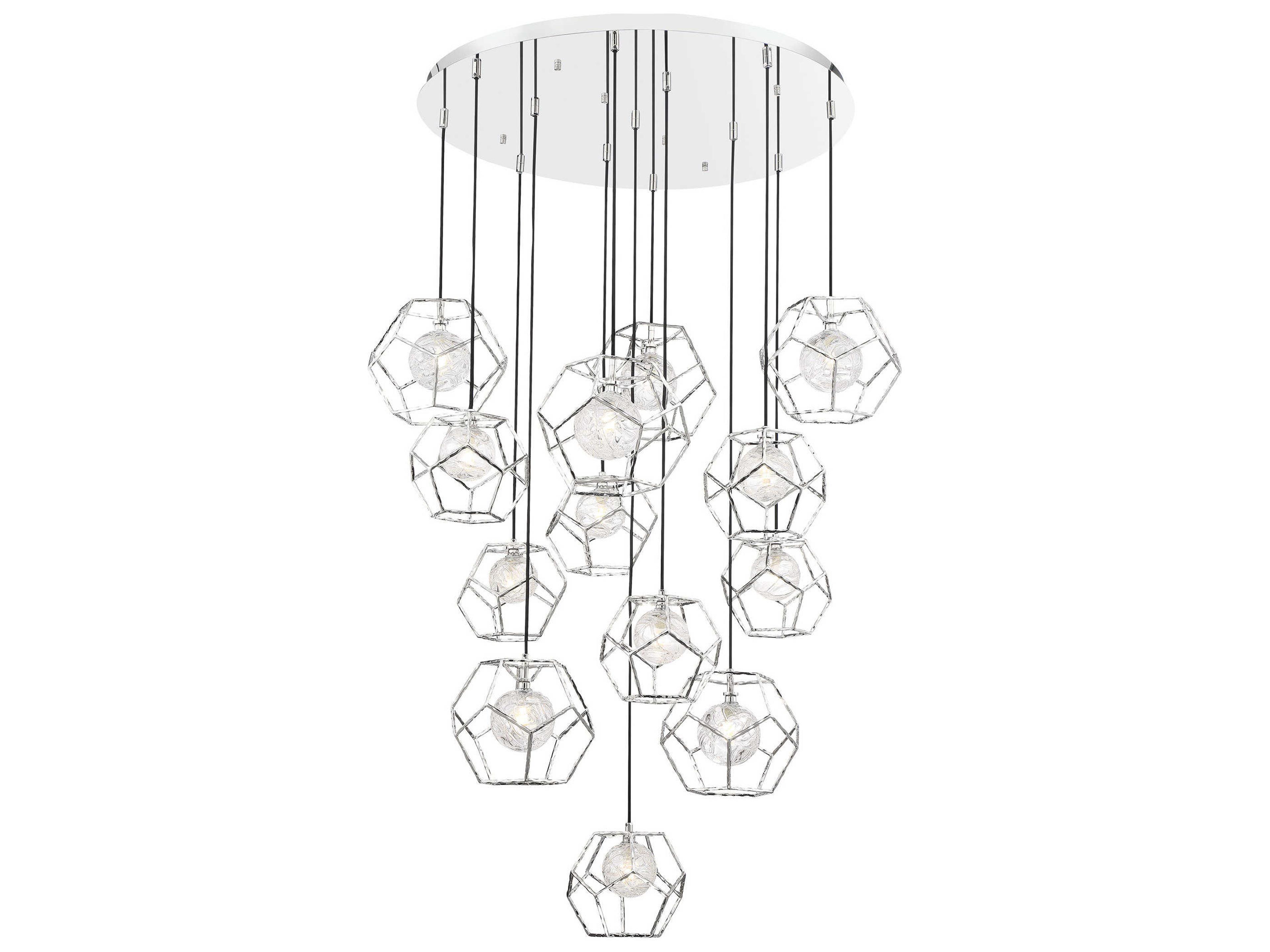 Eurofase Norway 13-Light Chrome Glass LED Globe Geometric Pendant