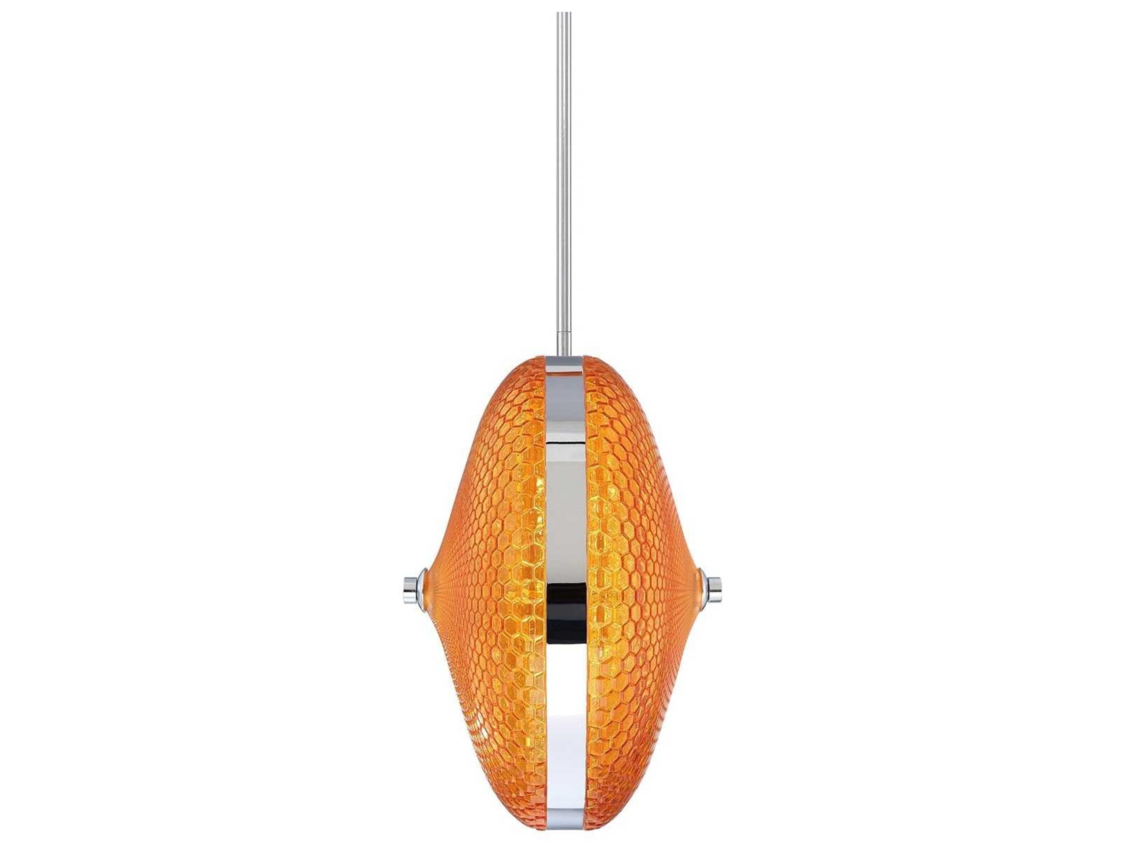 Eurofase Caledonia Chrome Orange Glass LED Round Mini Pendant