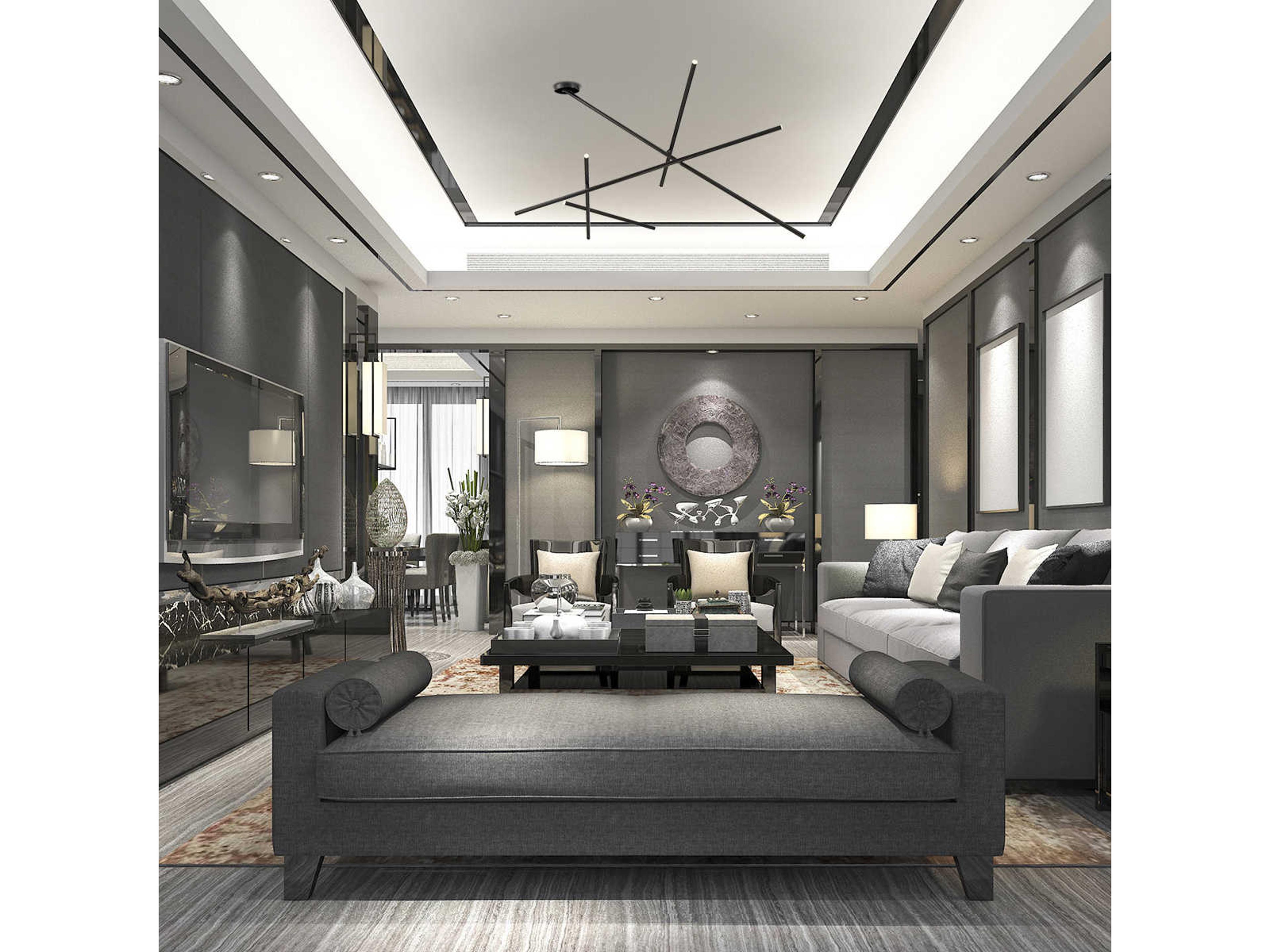 Eurofase Crossroads 9-Light Black LED Geometric Semi Flush Mount