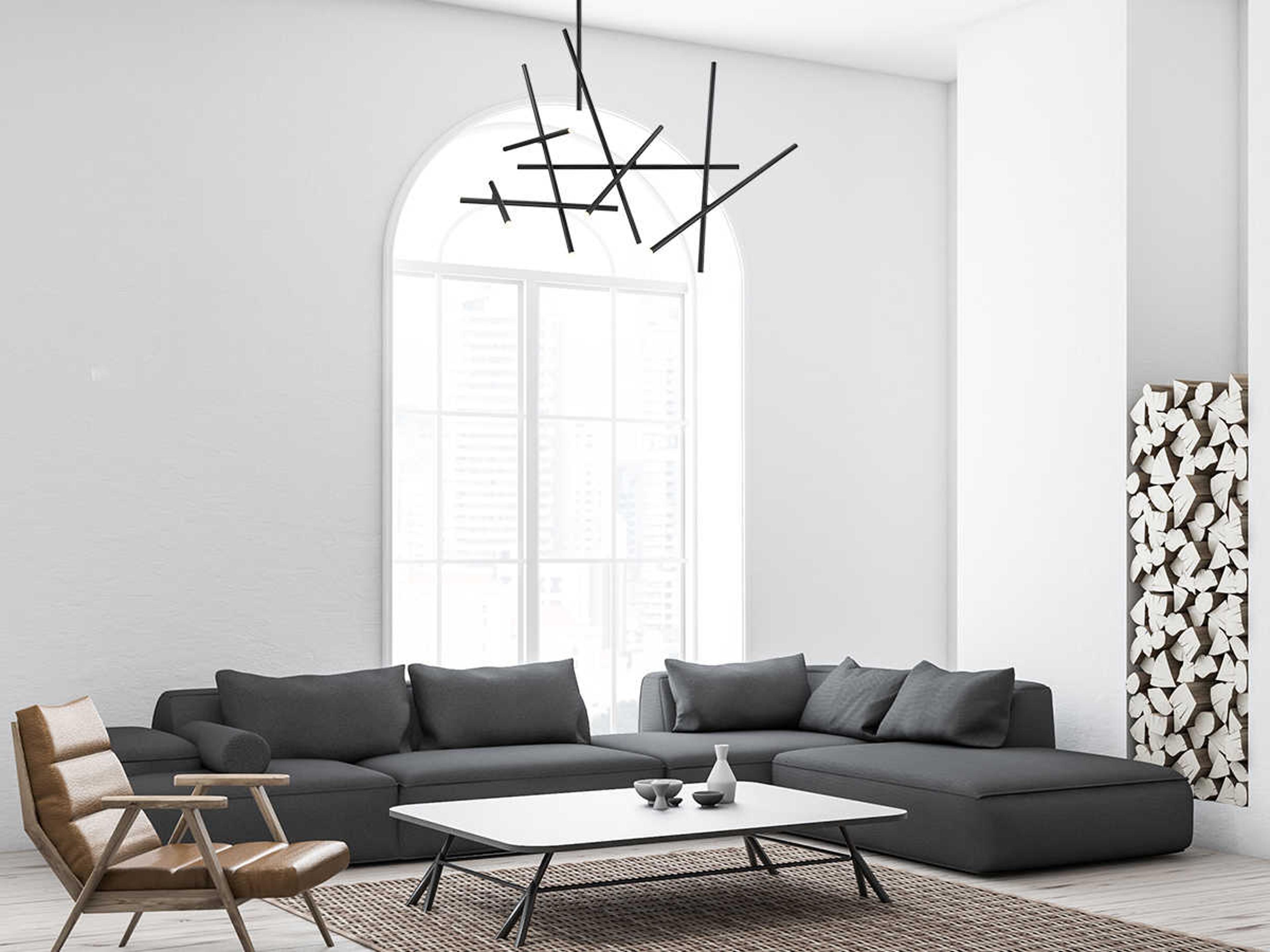 Eurofase Crossroads 18-Light8-Light Black LED Linear Island Pendant