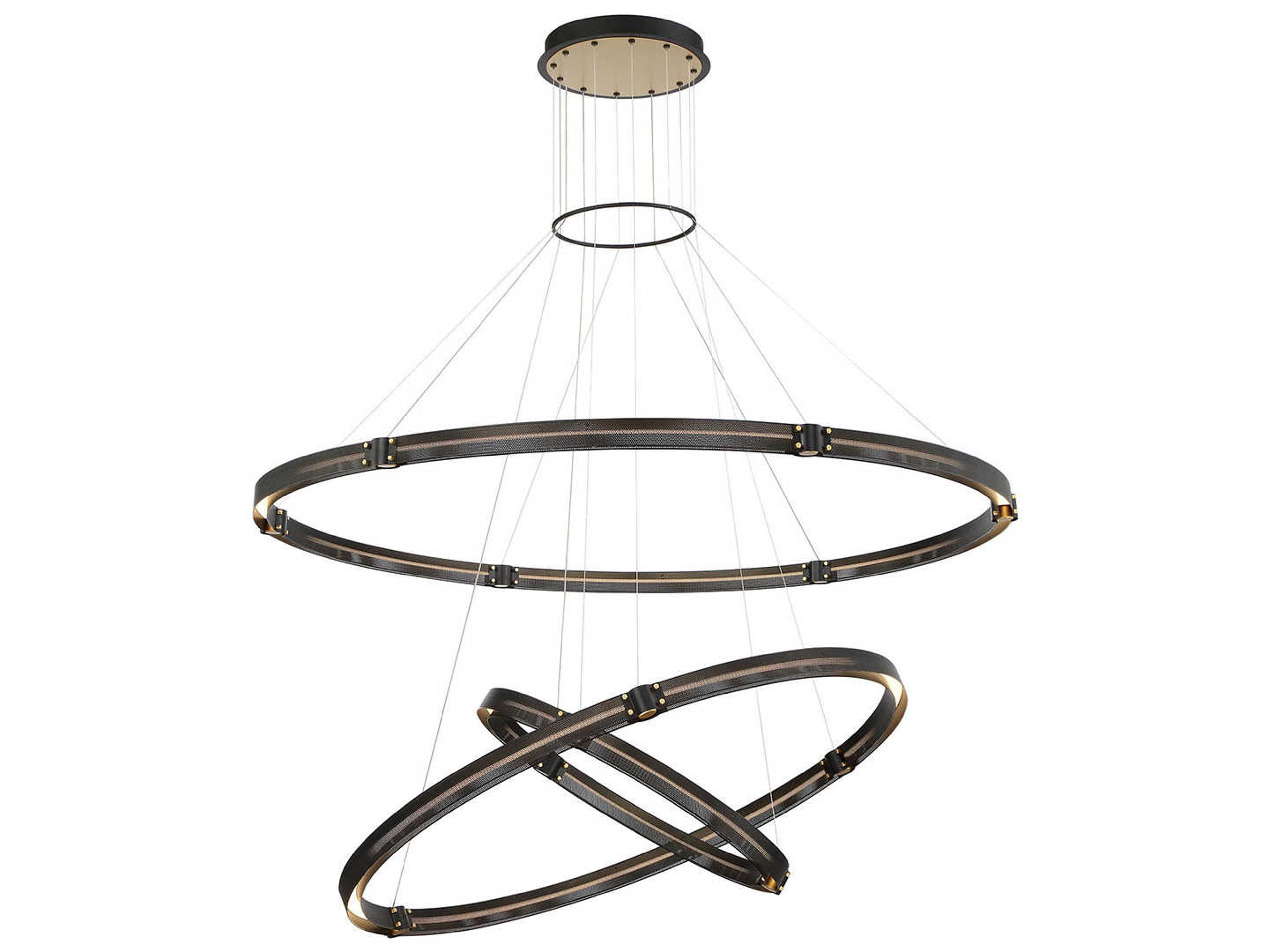 Eurofase Admiral 1-Light Matte Black Gold Painting LED Round Tiered Pendant