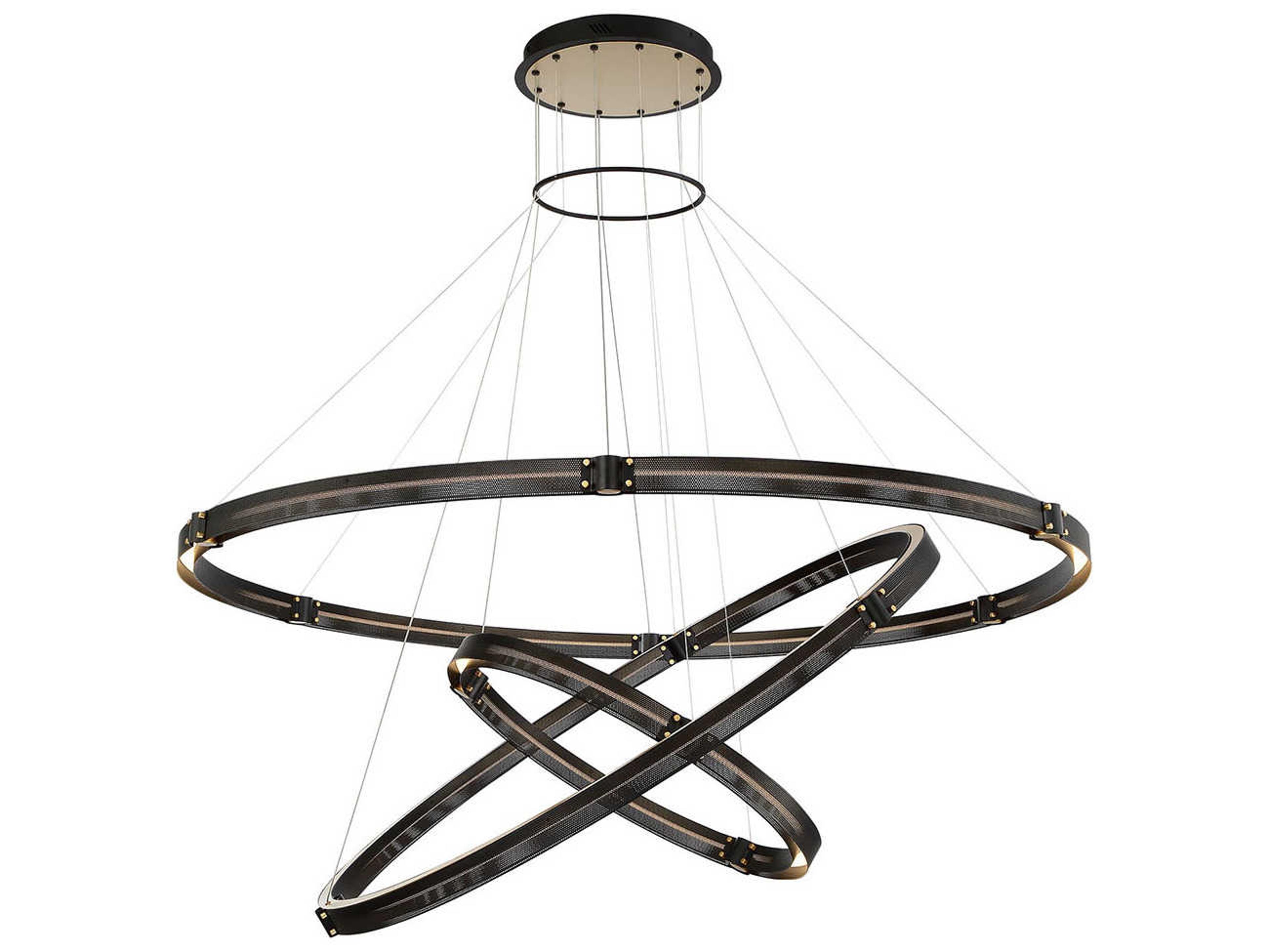 Eurofase Admiral 1-Light Matte Black Gold Painting LED Round Tiered Pendant