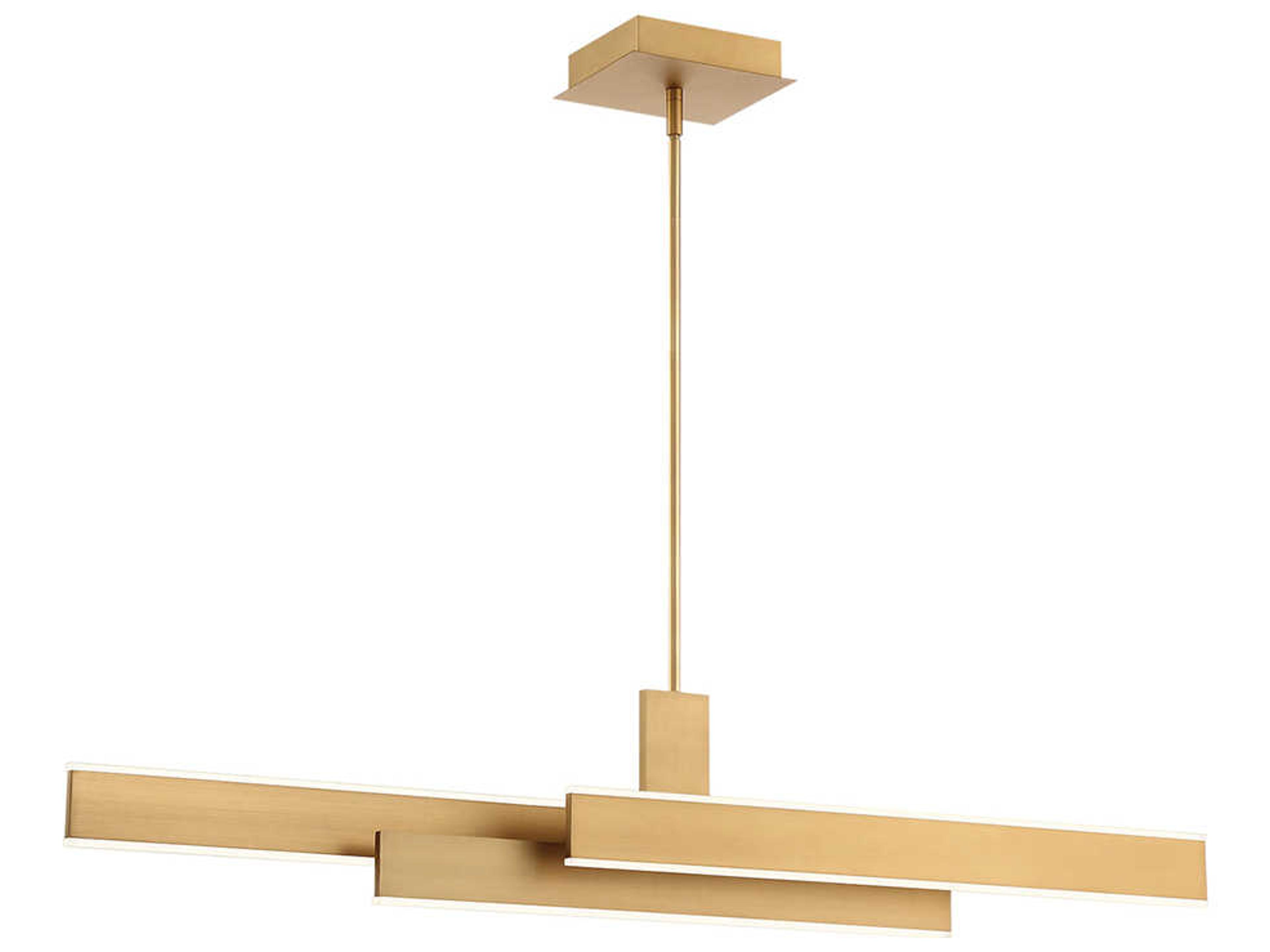 Eurofase Cameno 1-Light Vb Gold LED Geometric Linear Island Pendant