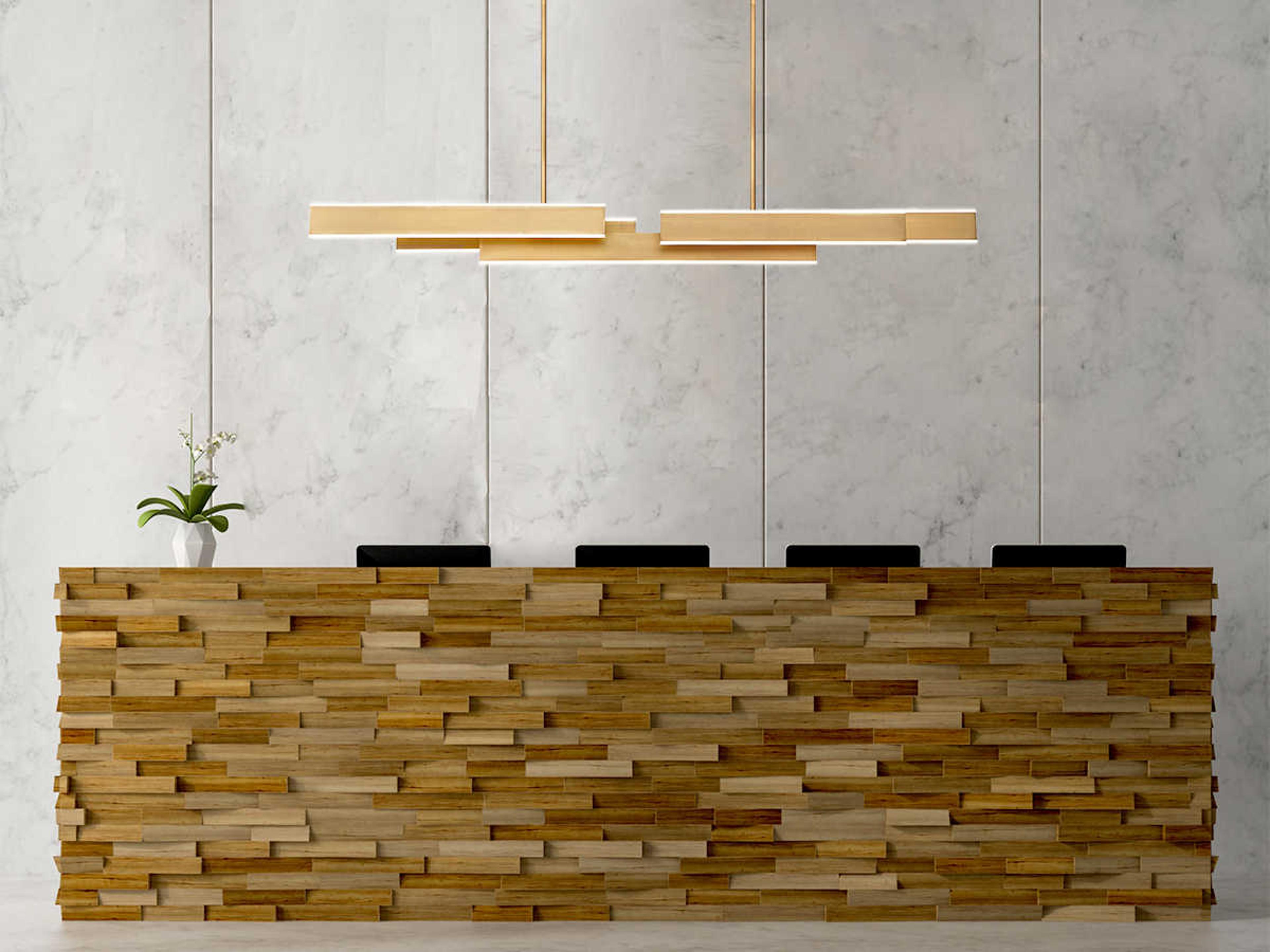 Eurofase Cameno 1-Light Vb Gold LED Geometric Linear Island Pendant