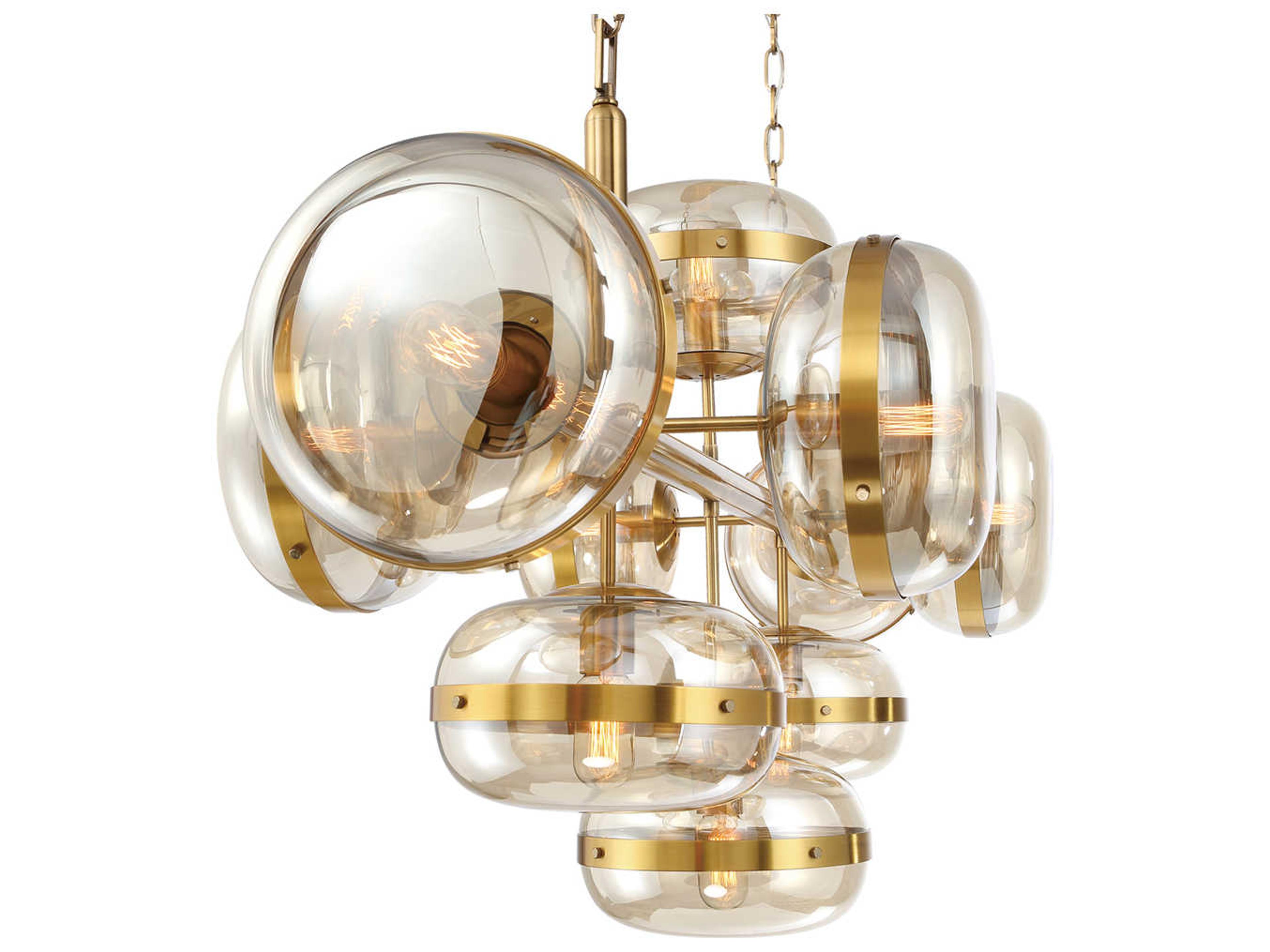 Eurofase Nottingham 10-Light Ancient Brass Glass Linear Island Pendant