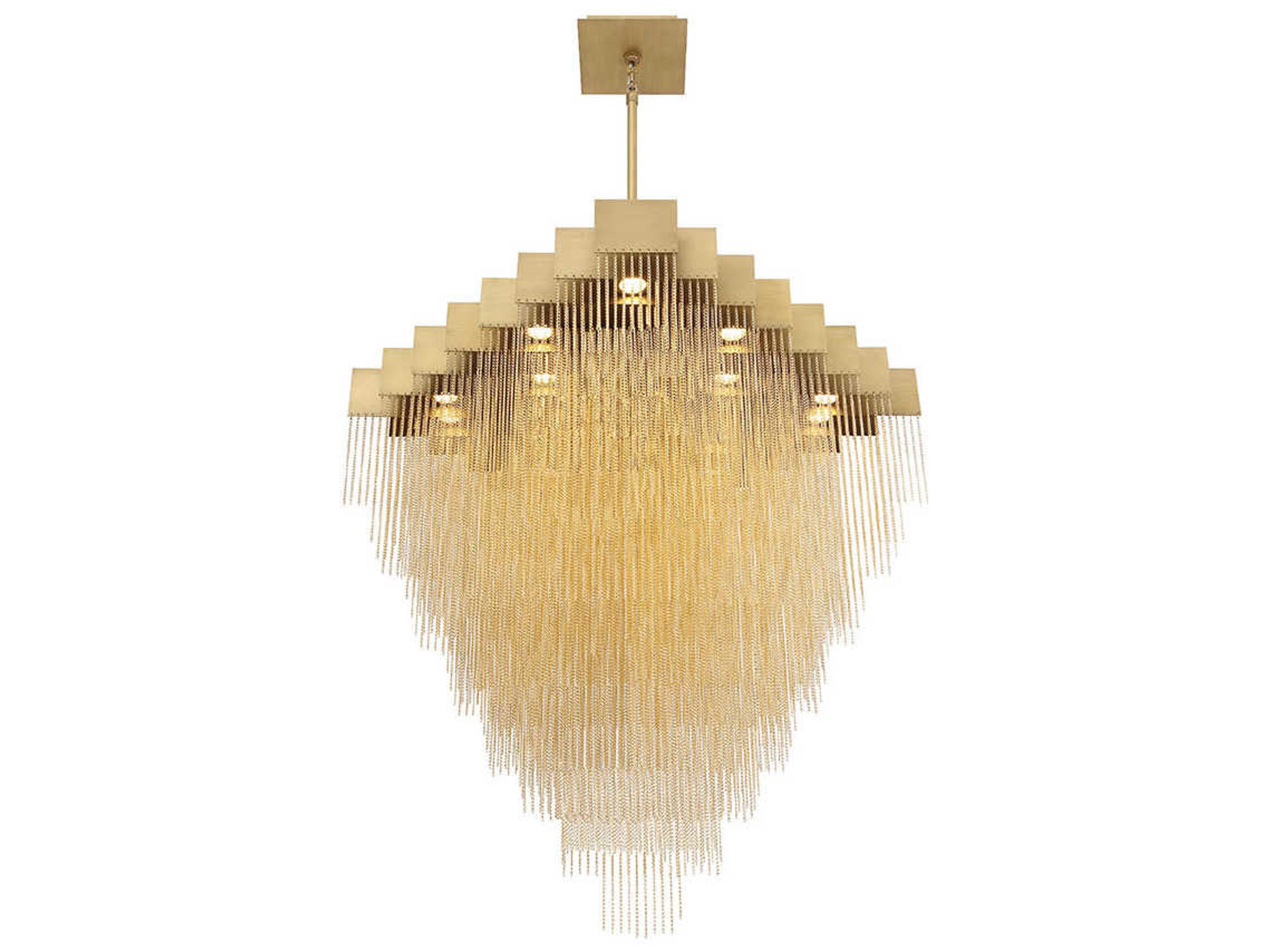Eurofase Bloomfield 18-Light8-Light Antique Brush Gold Glass LED Geometric Pendant