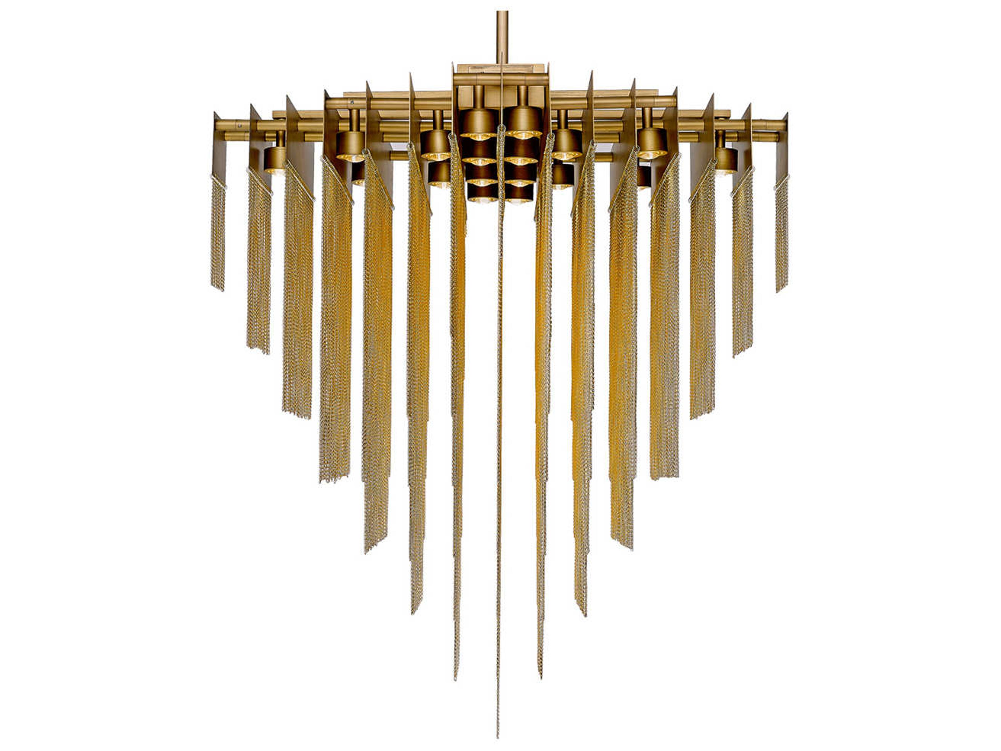 Eurofase Bloomfield 18-Light8-Light Antique Brush Gold Glass LED Geometric Pendant