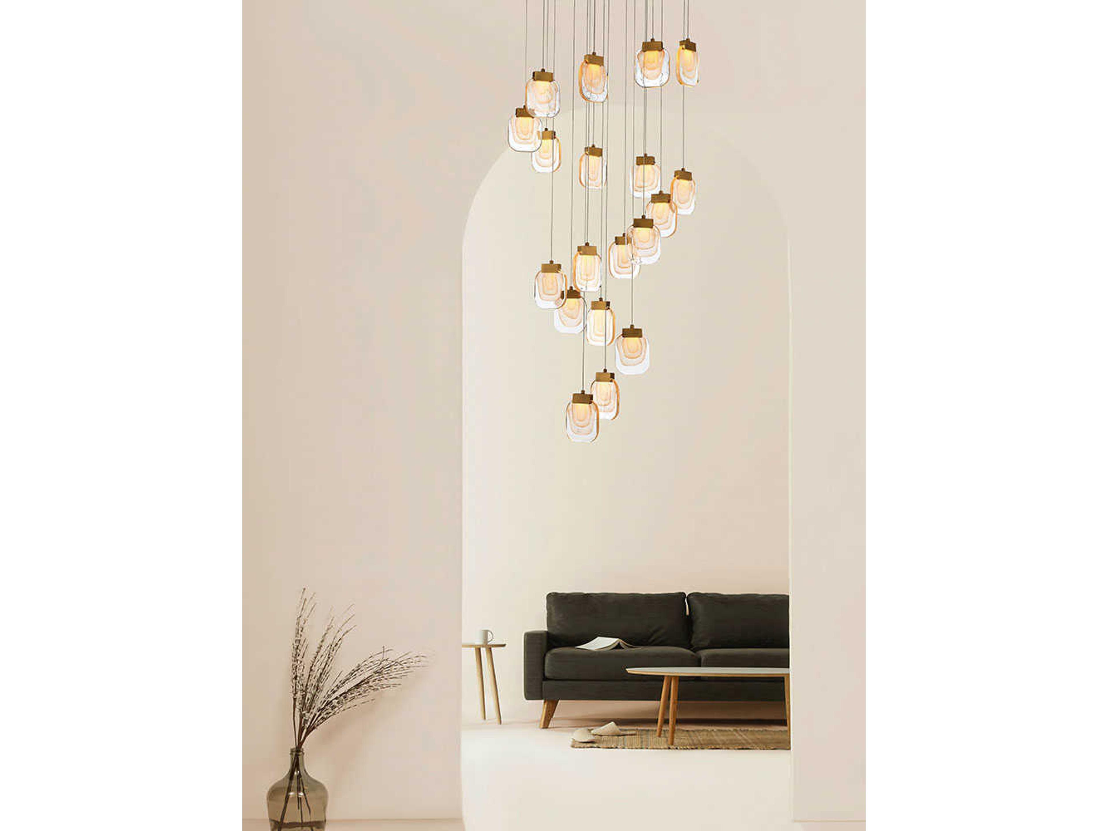 Eurofase Paget 19-Light9-Light Gold Glass LED Pendant