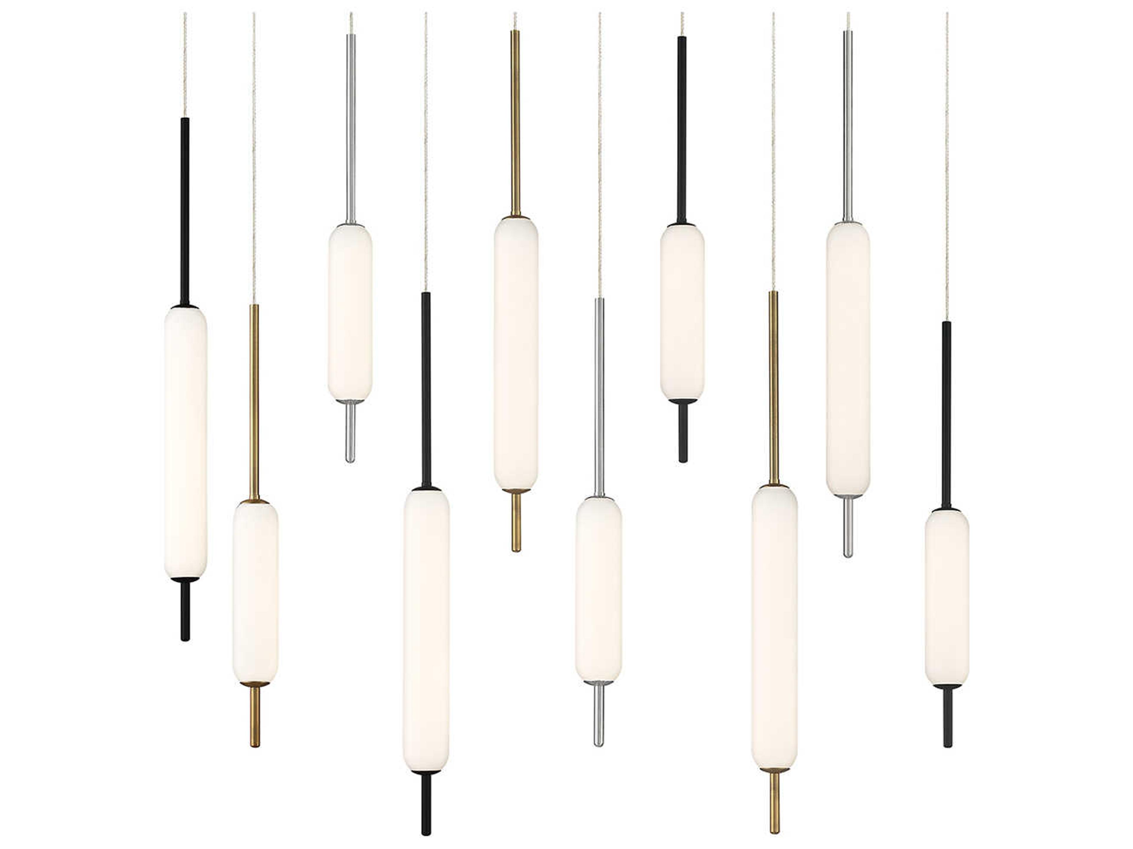 Eurofase Cumberland 12-Light Antique Brass Black Glass LED Linear Island Pendant