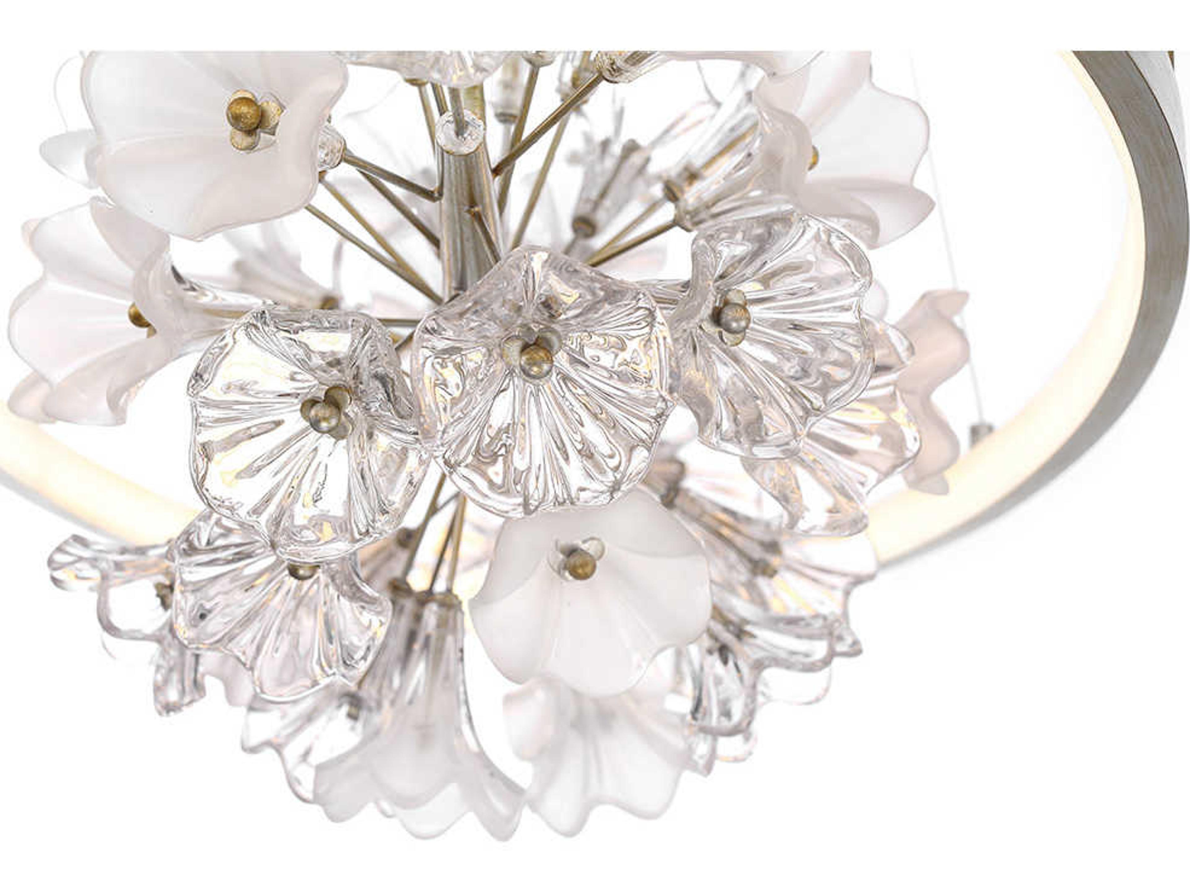 Eurofase Clayton 1-Light Silver With Brushed Gold Glass LED Round Pendant