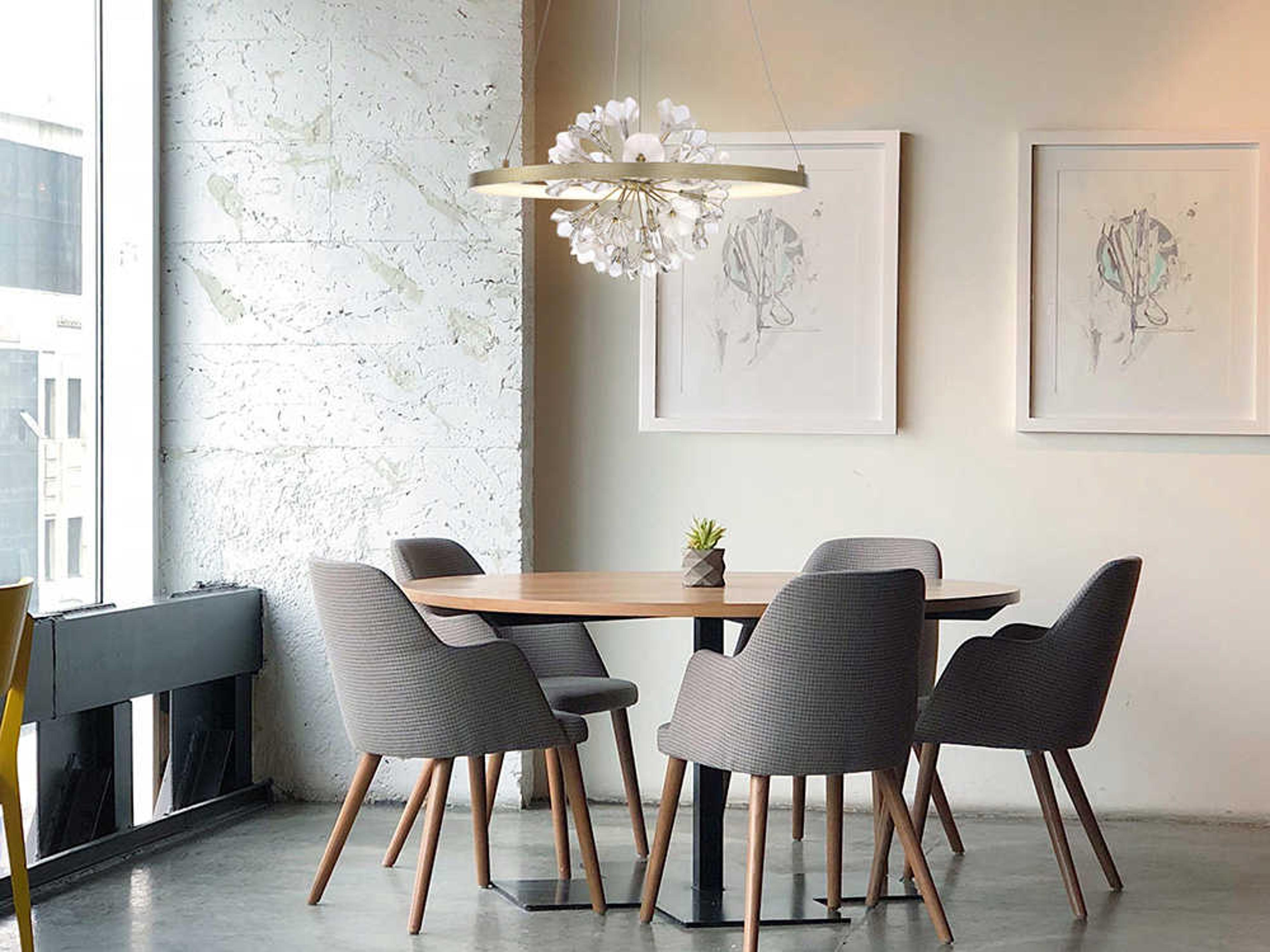 Eurofase Clayton 1-Light Silver With Brushed Gold Glass LED Round Pendant