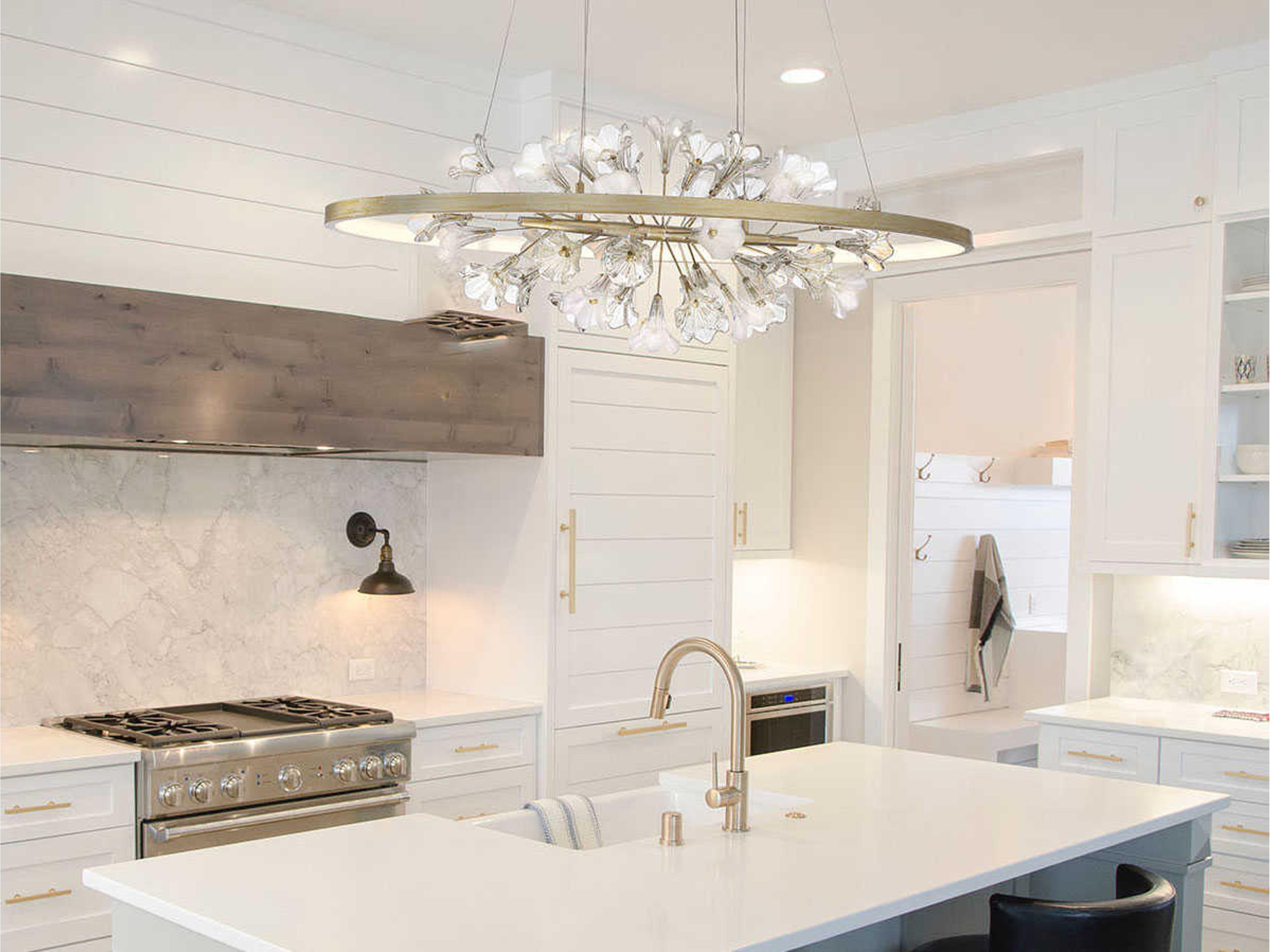 Eurofase Clayton Silver With Brushed Gold Glass LED Round Island Pendant
