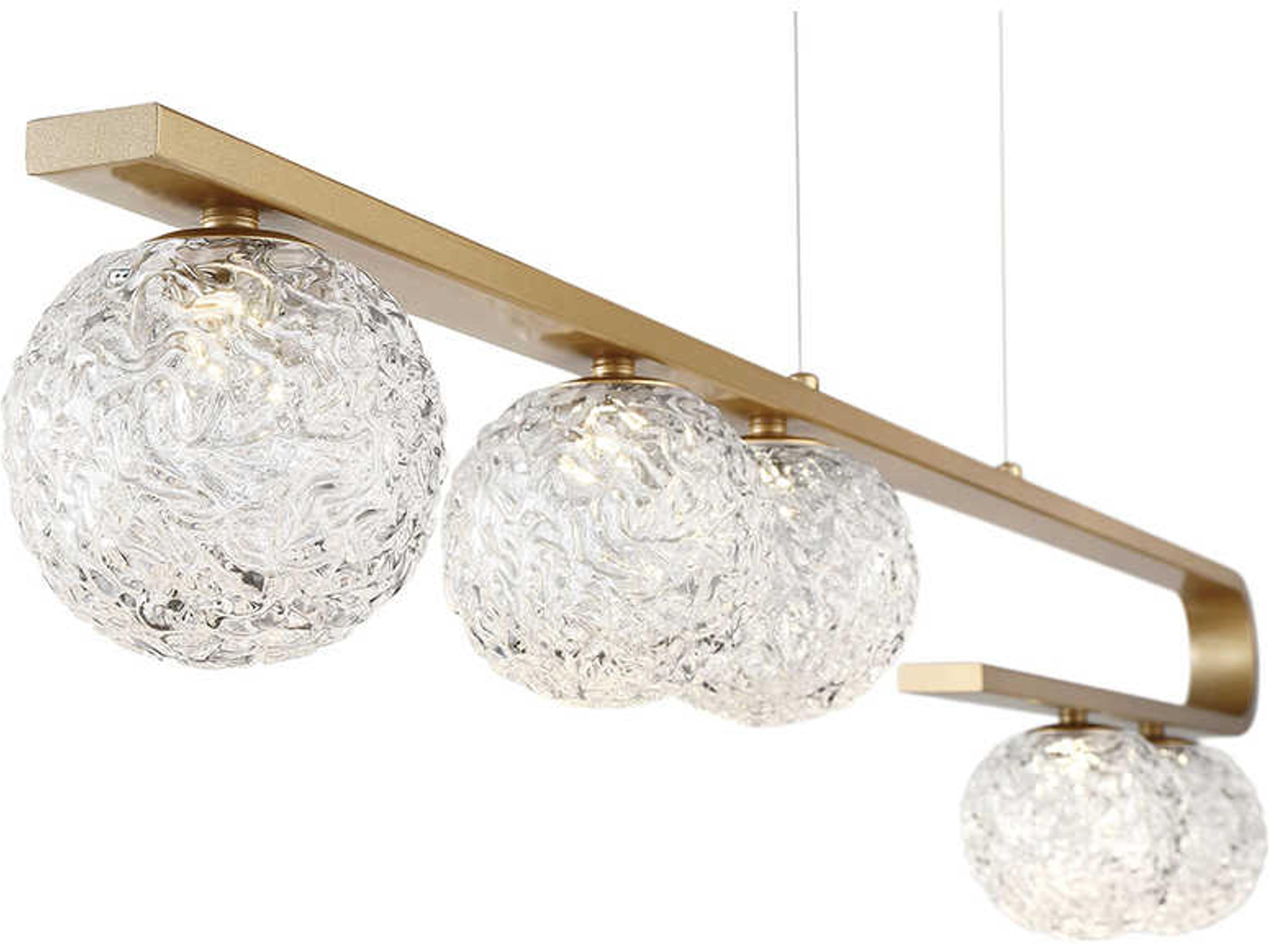 Eurofase Phillimore 5-Light Brushed Gold Glass LED Globe Linear Island Pendant