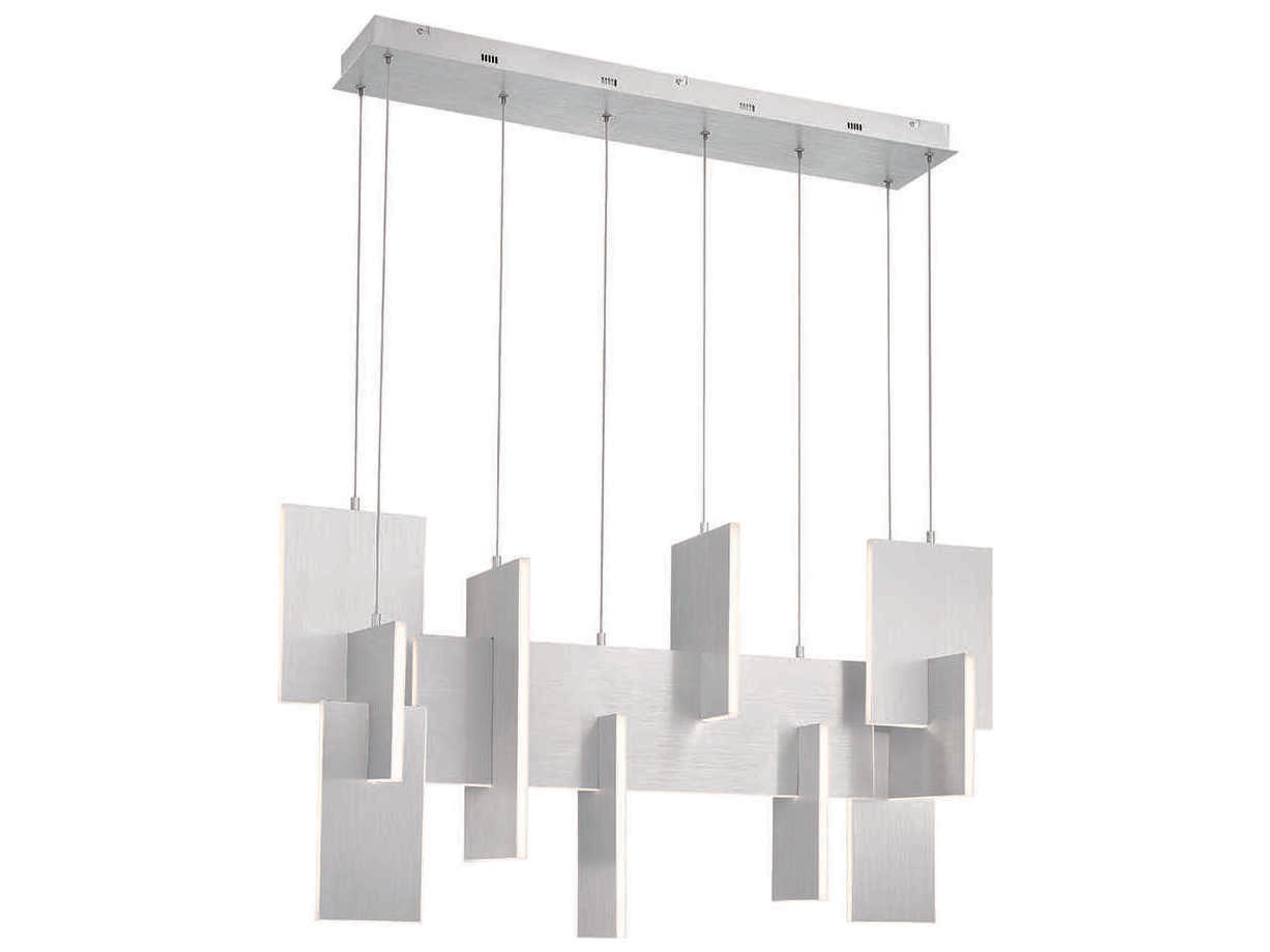 Coburg 1-Light Aluminium Silver LED Geometric Linear Island Pendant