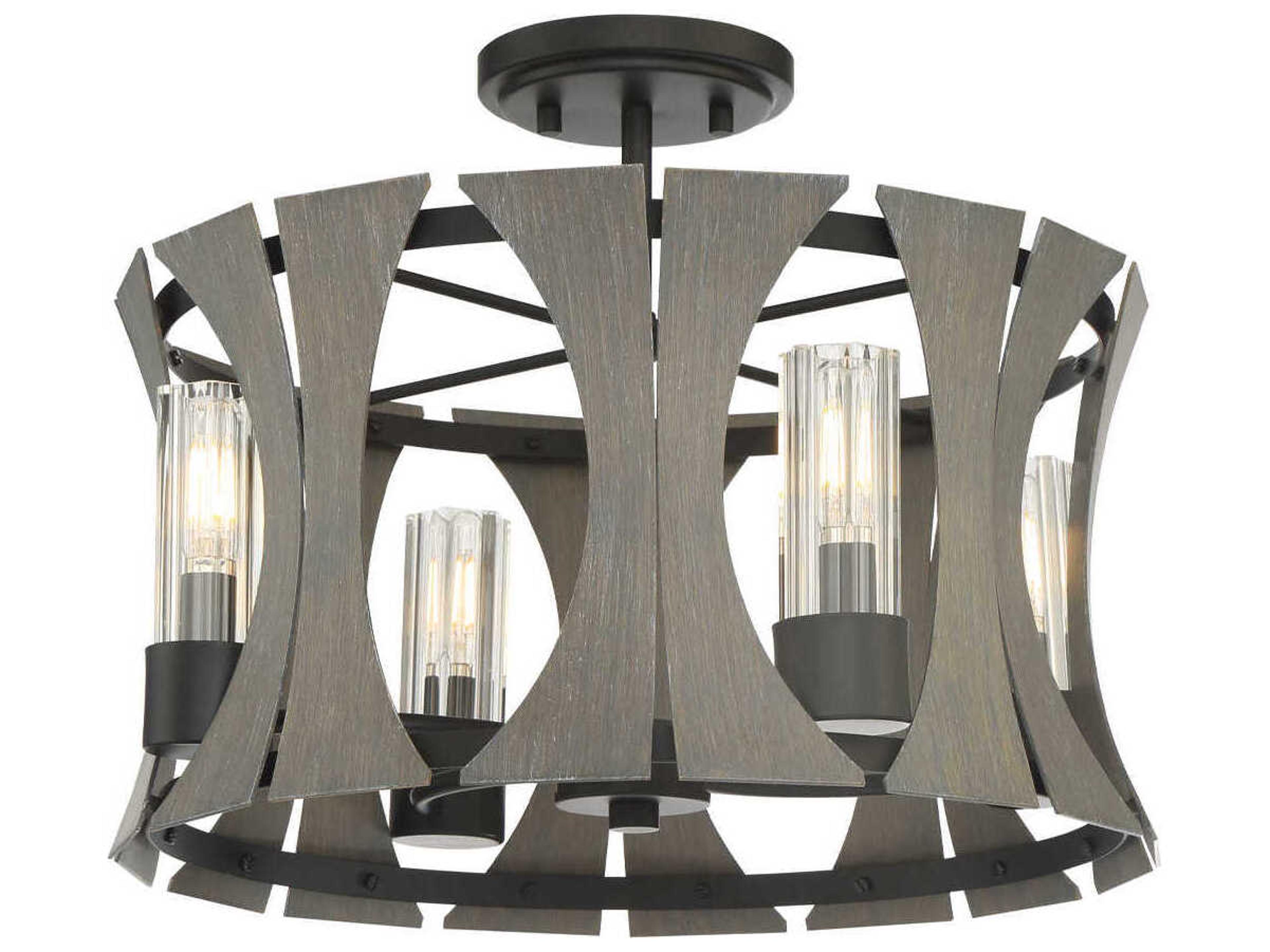 Pennino 4-Light Black Gray Semi Flush Mount