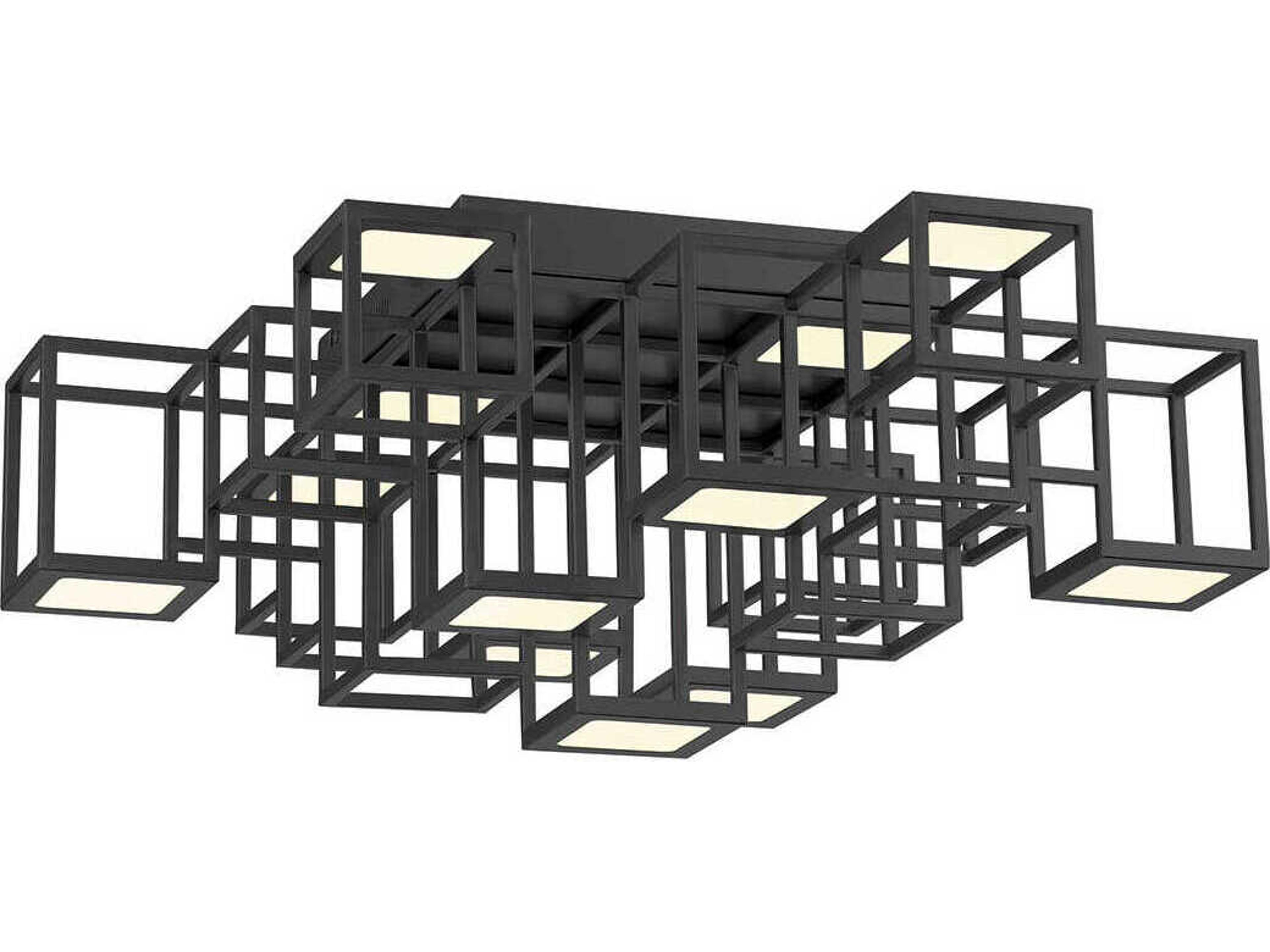 Ferro 1-Light Black Geometric Flush Mount