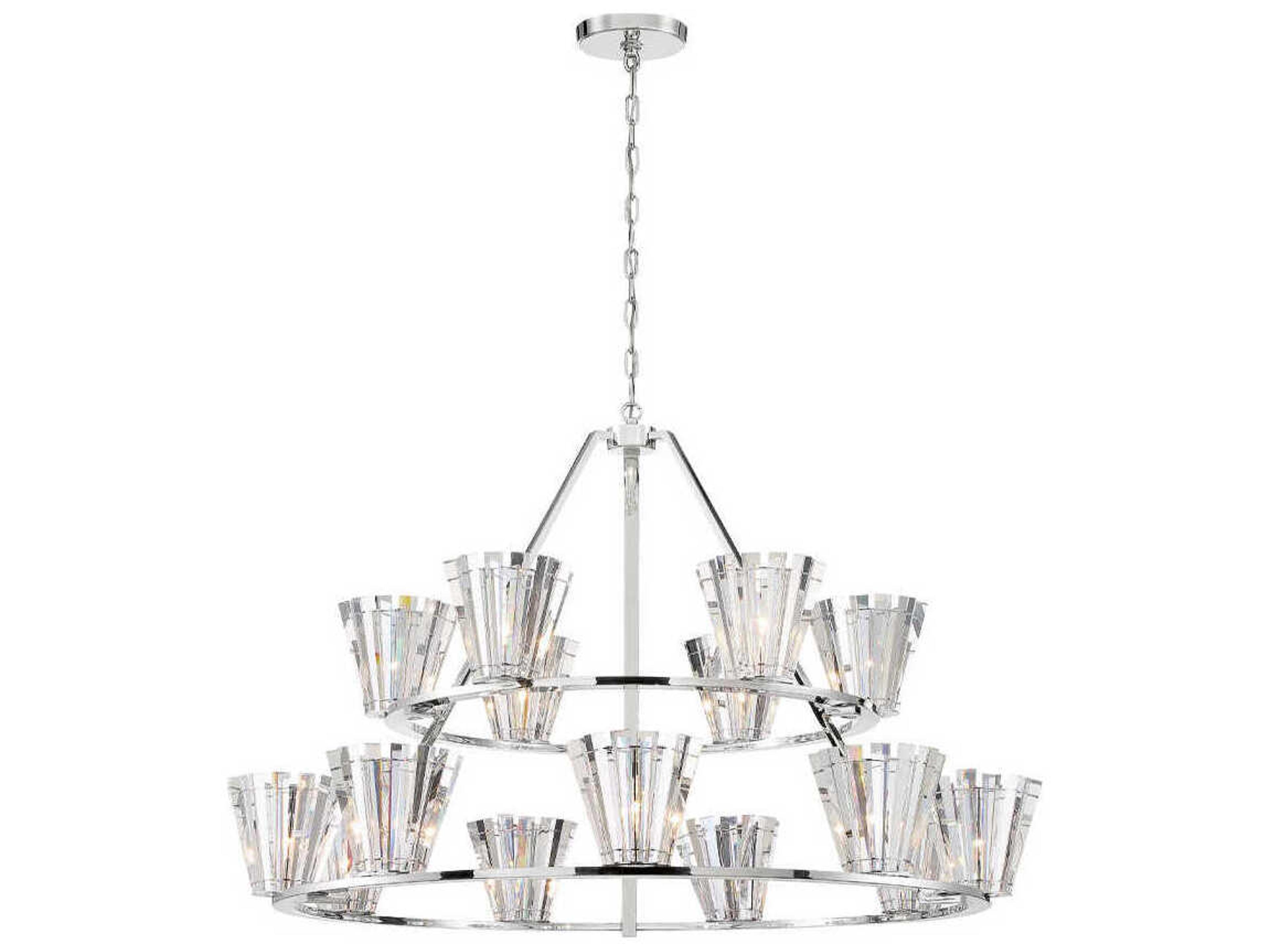 Ricca 15-Light Chrome Tiered Chandelier