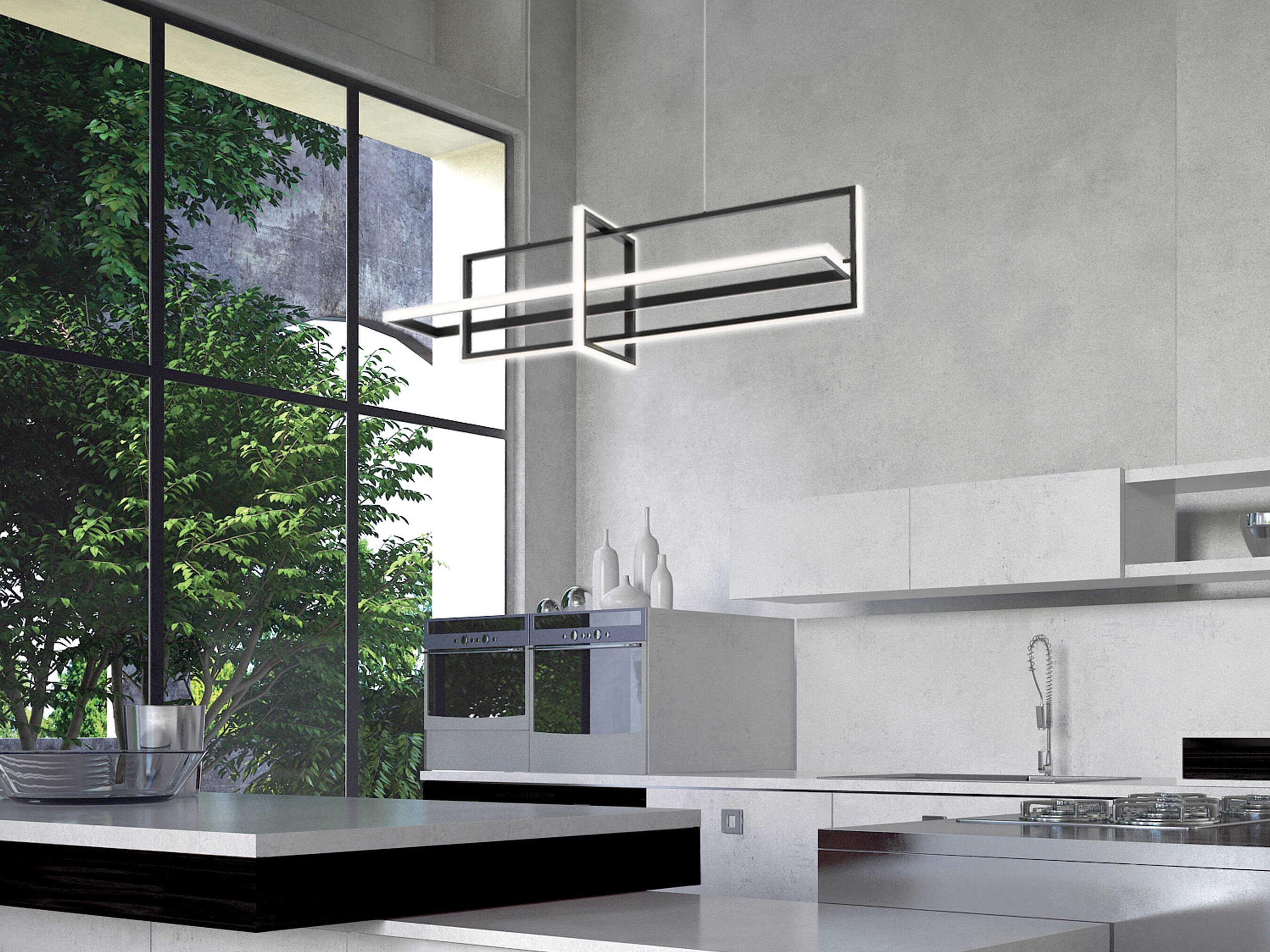 Eurofase Bordo Black Geometric Island Pendant