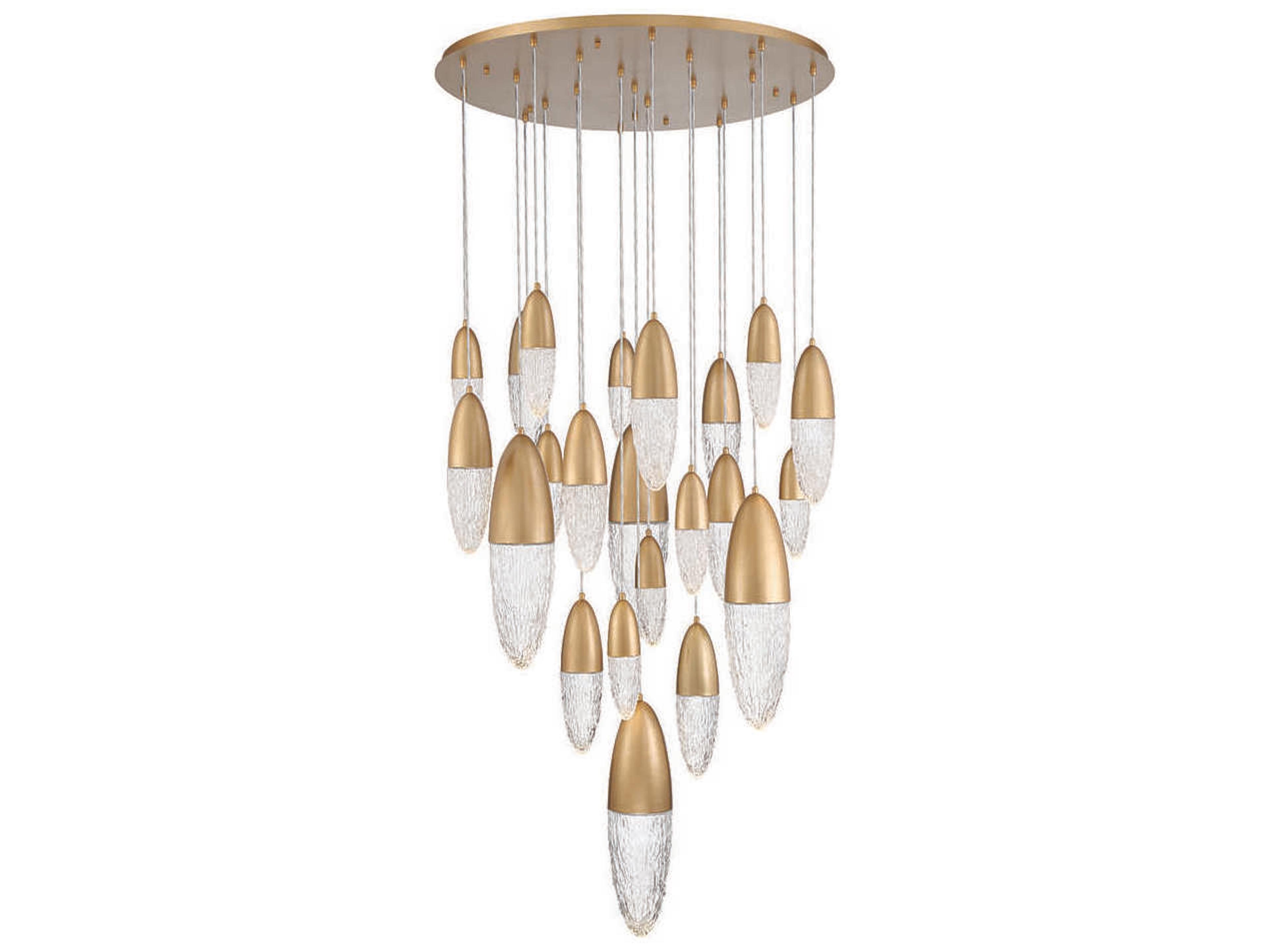 Ecrou 22-Light Gold Glass Linear Pendant