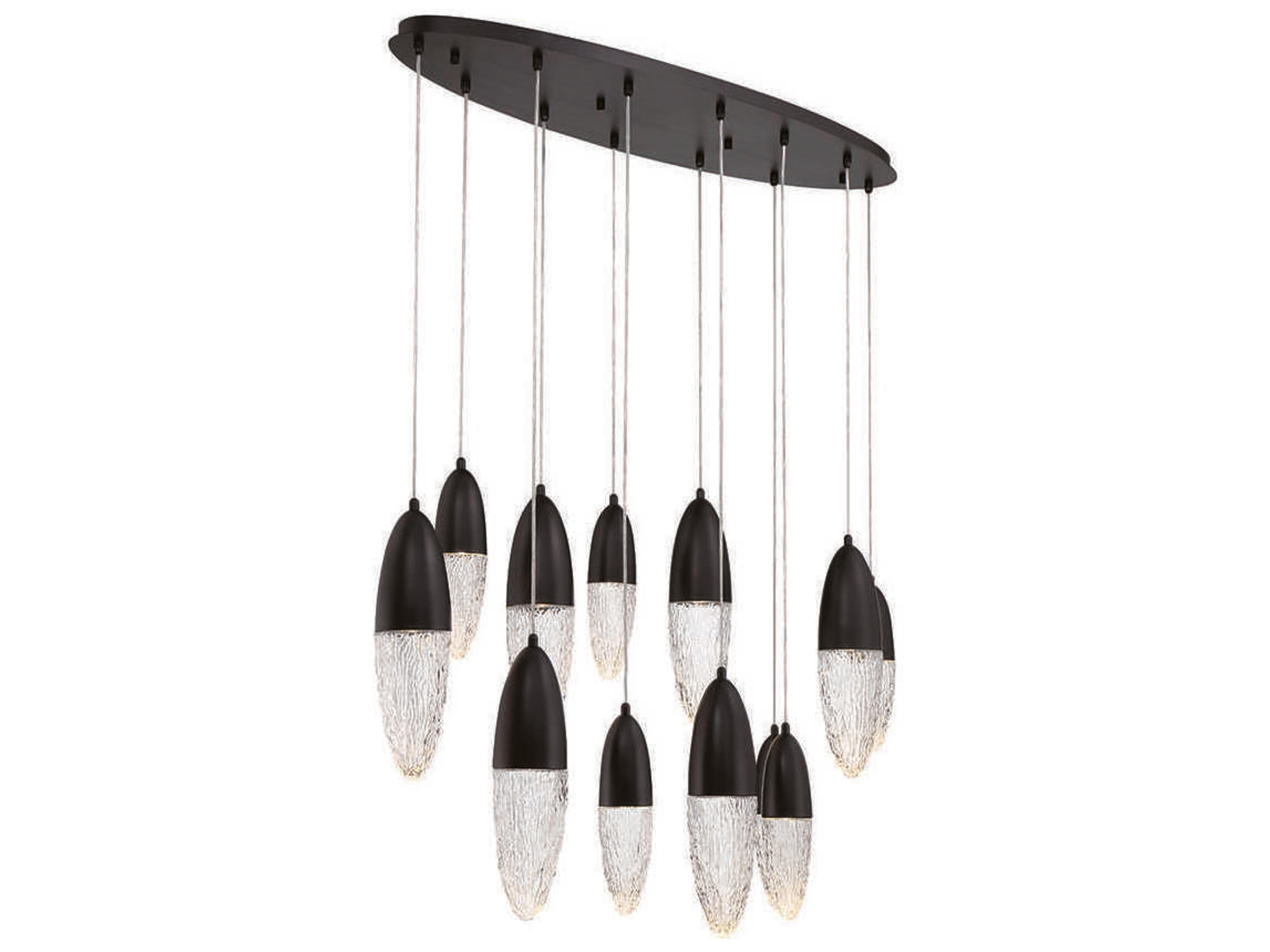 Eurofase Ecrou 12-Light Black Glass Linear Island Pendant