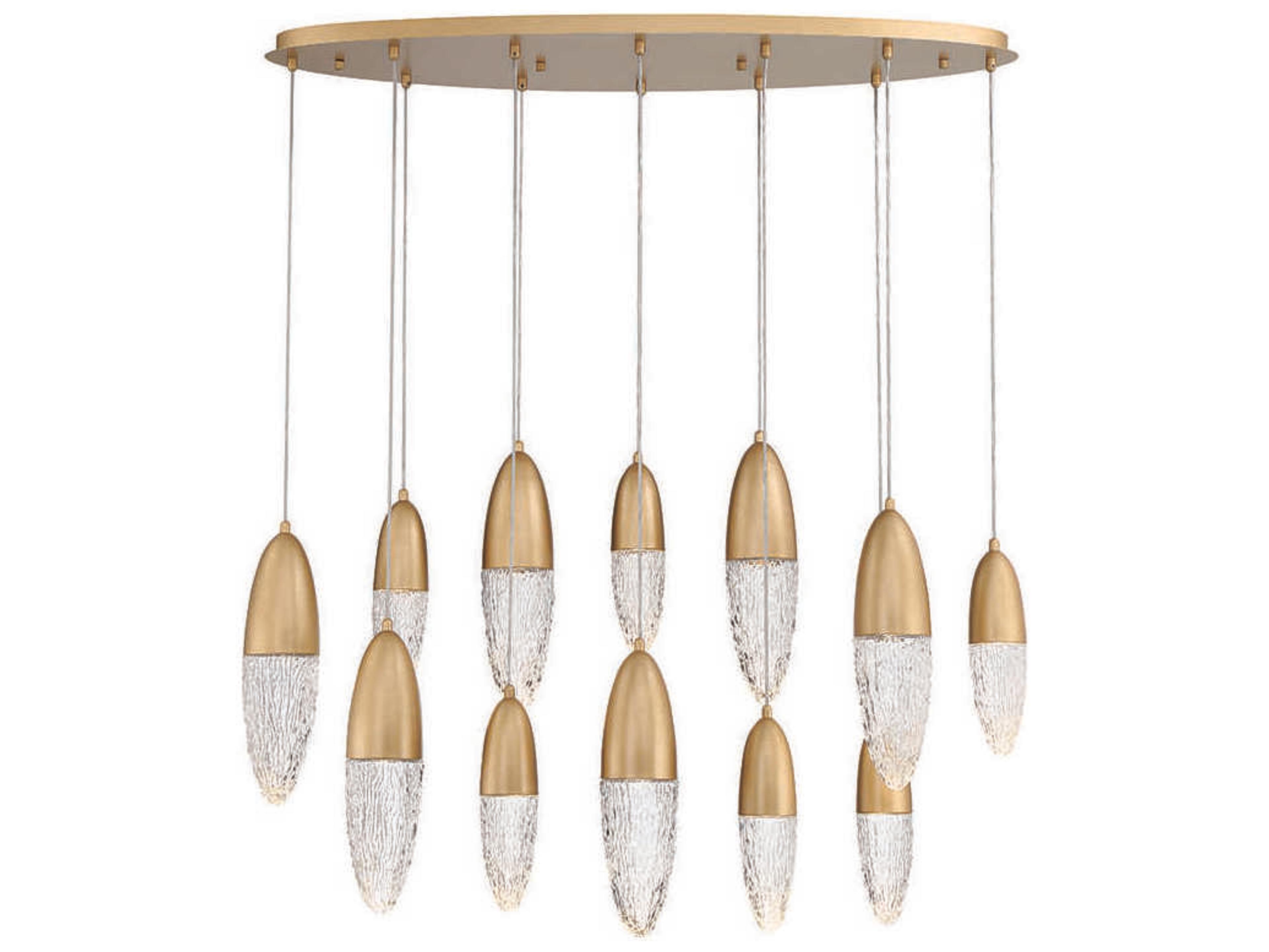 Ecrou 12-Light Gold Glass Linear Island Pendant
