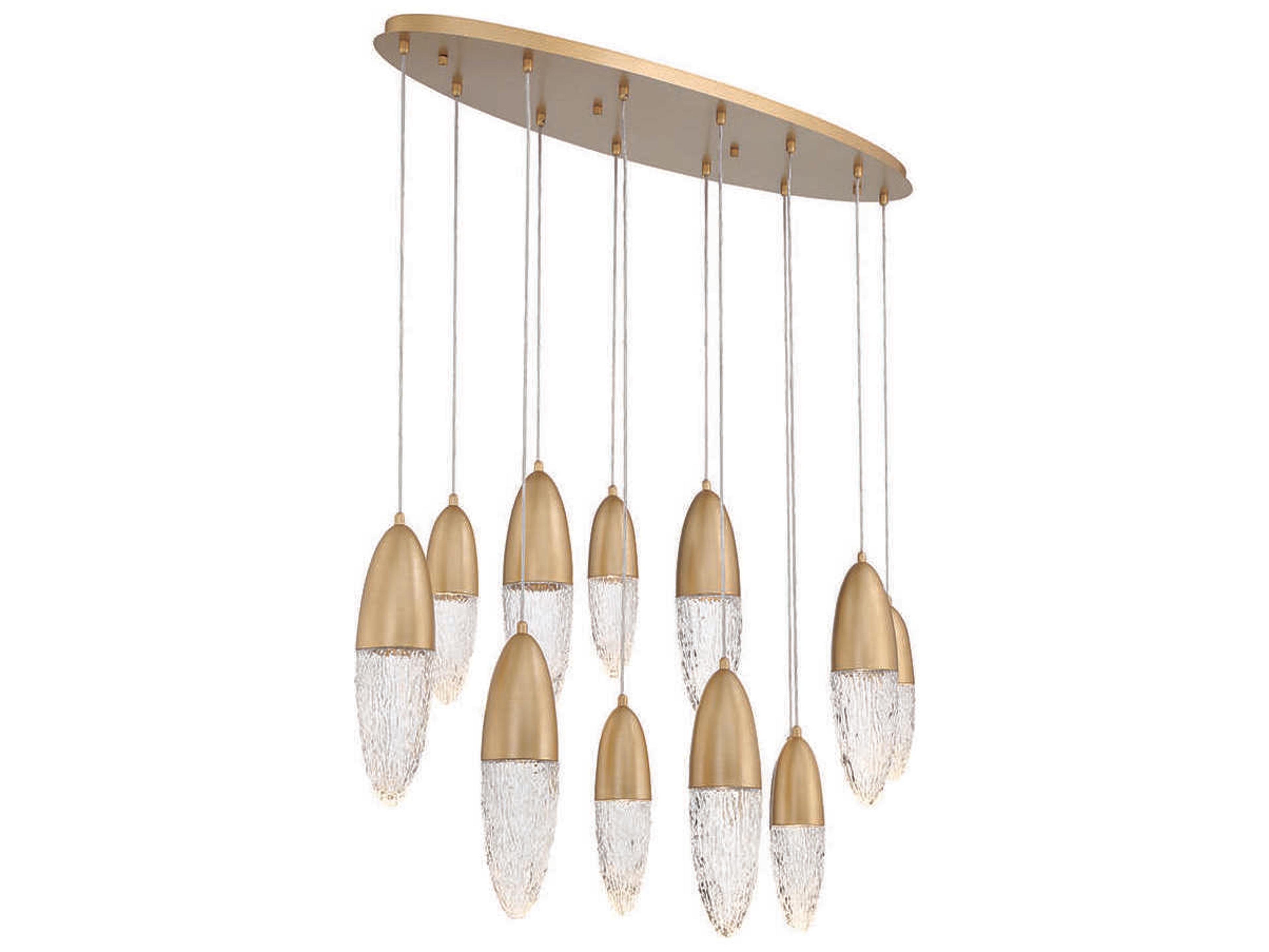 Eurofase Ecrou 12-Light Gold Glass Linear Island Pendant
