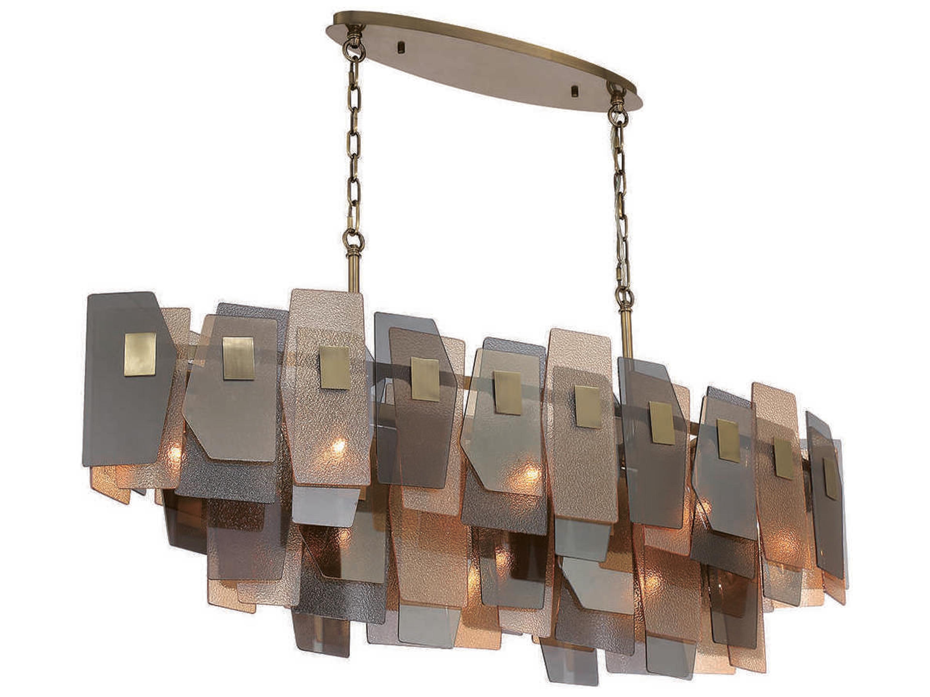 Cocolina 11-Light Bronze Glass Geometric Linear Island Pendant