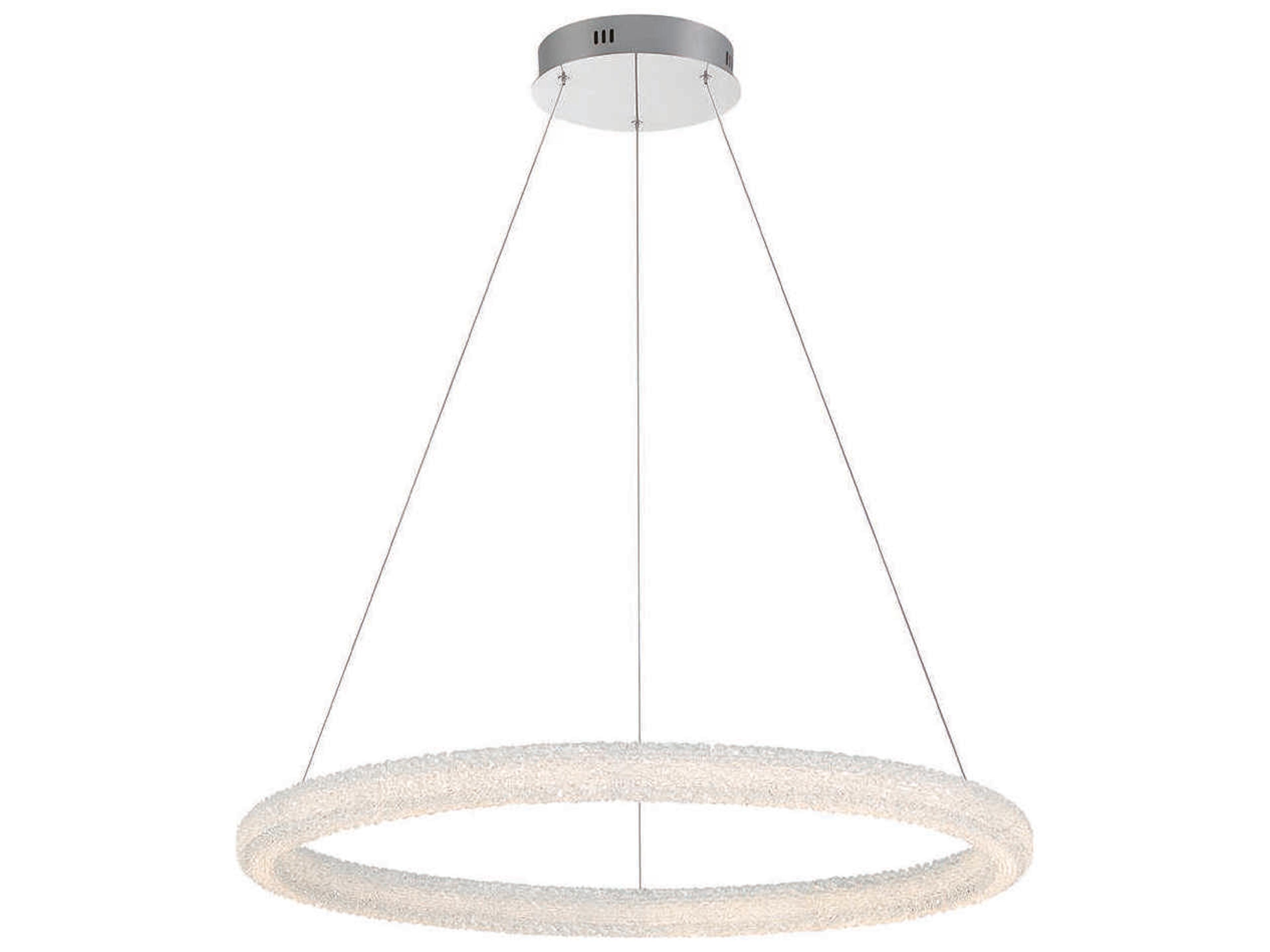 Eurofase Sassi 1-Light Chrome Crystal LED Linear Round Pendant