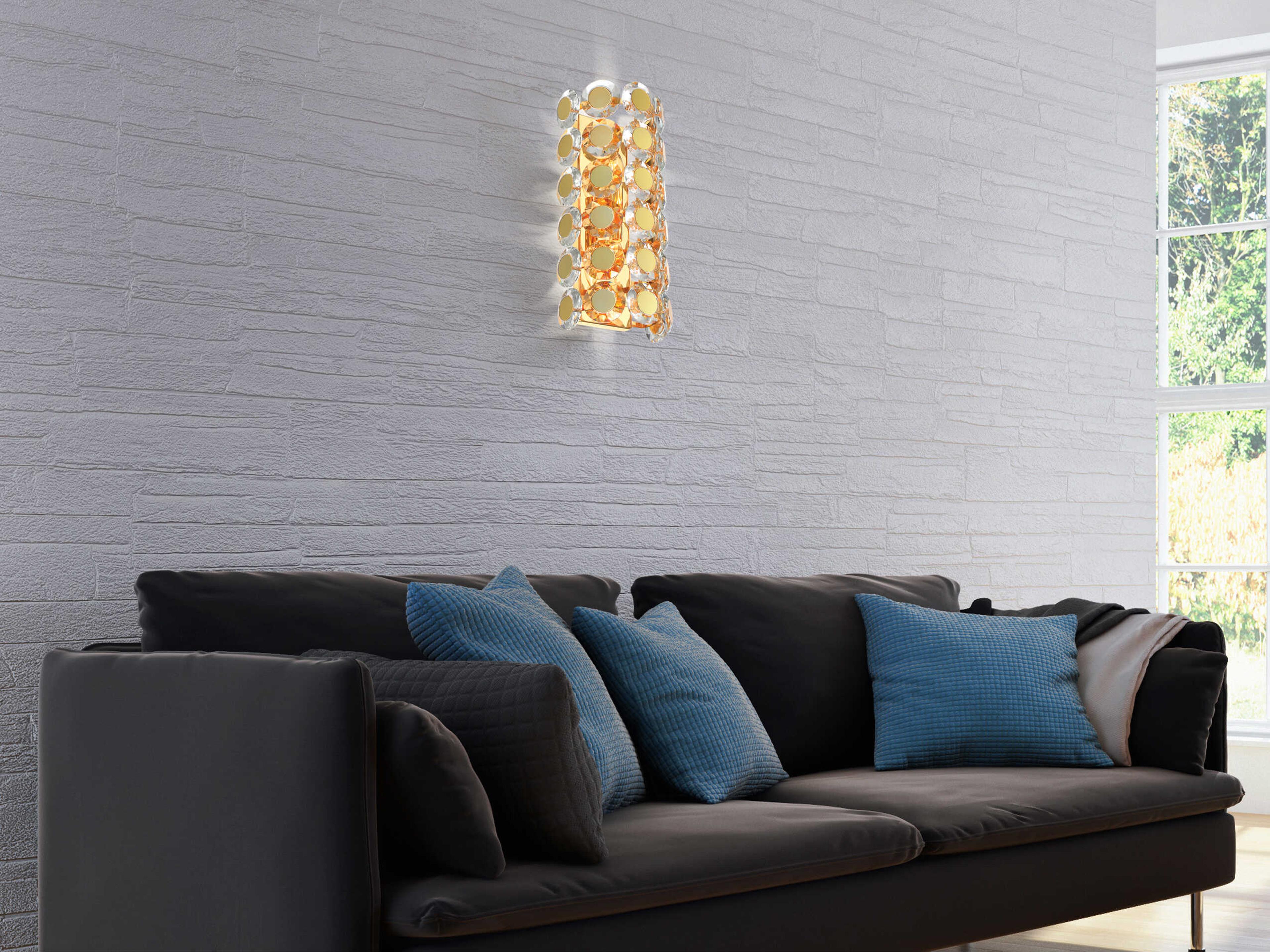 Eurofase Perrene 2-Light Gold Crystal Wall Sconce