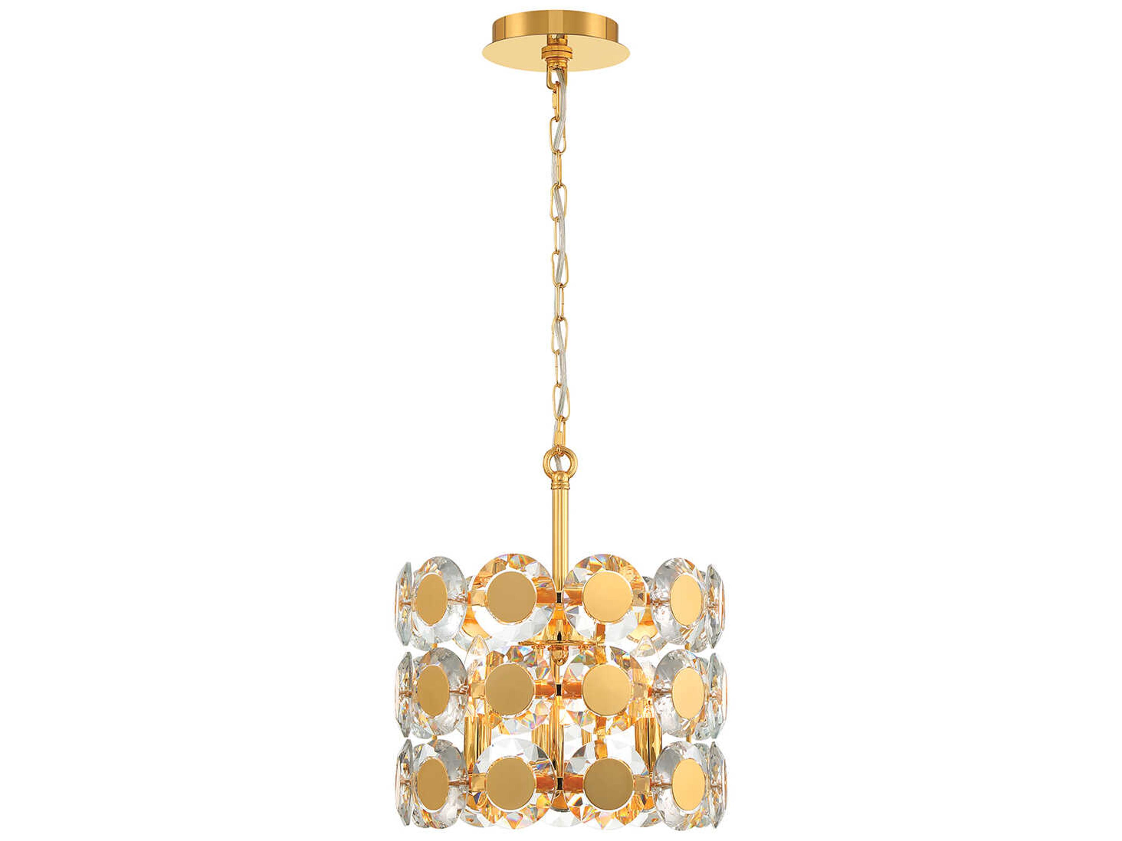 Perrene 3-Light Gold Crystal Mini Pendant