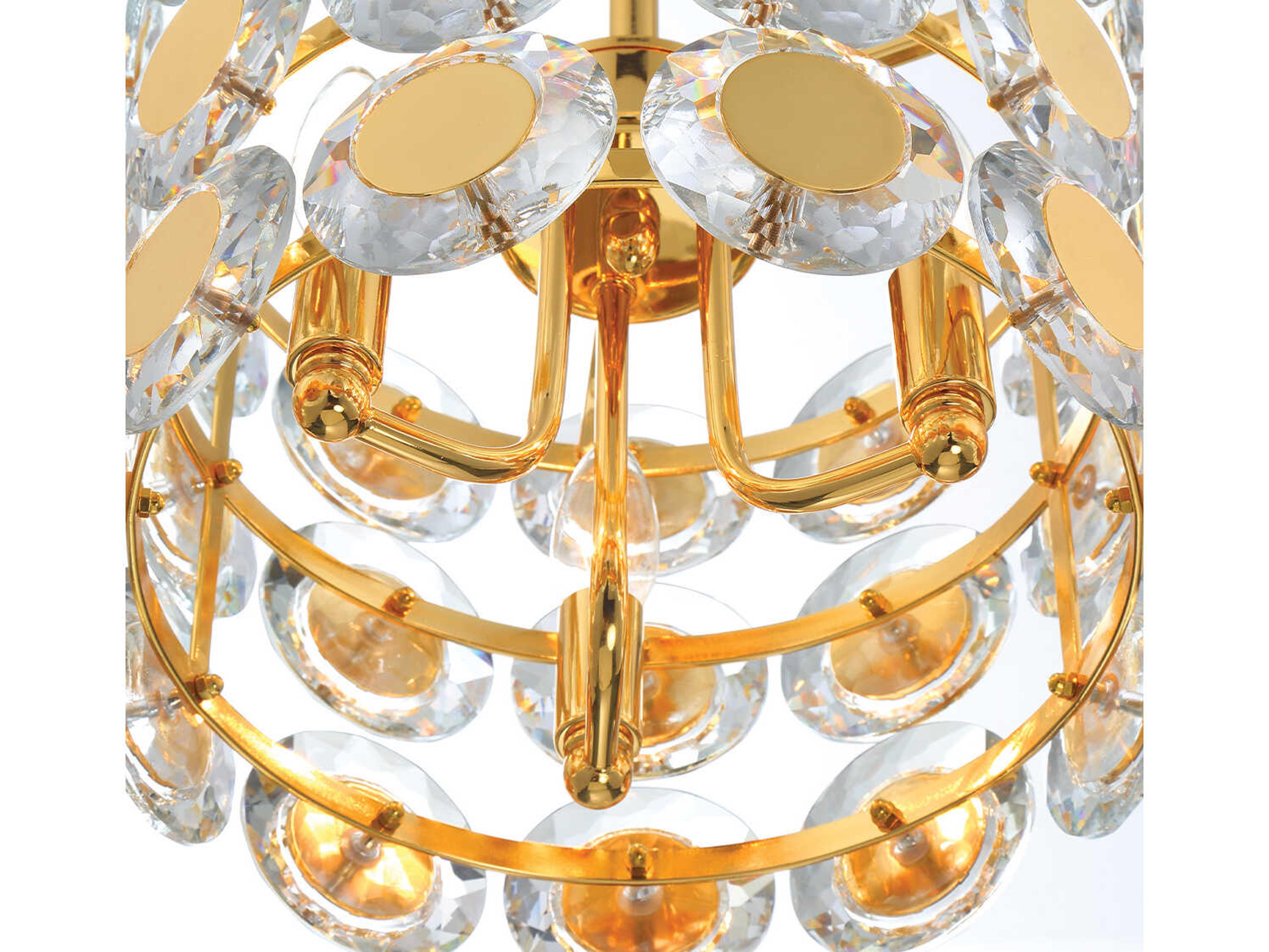 Eurofase Perrene 3-Light Gold Crystal Mini Pendant