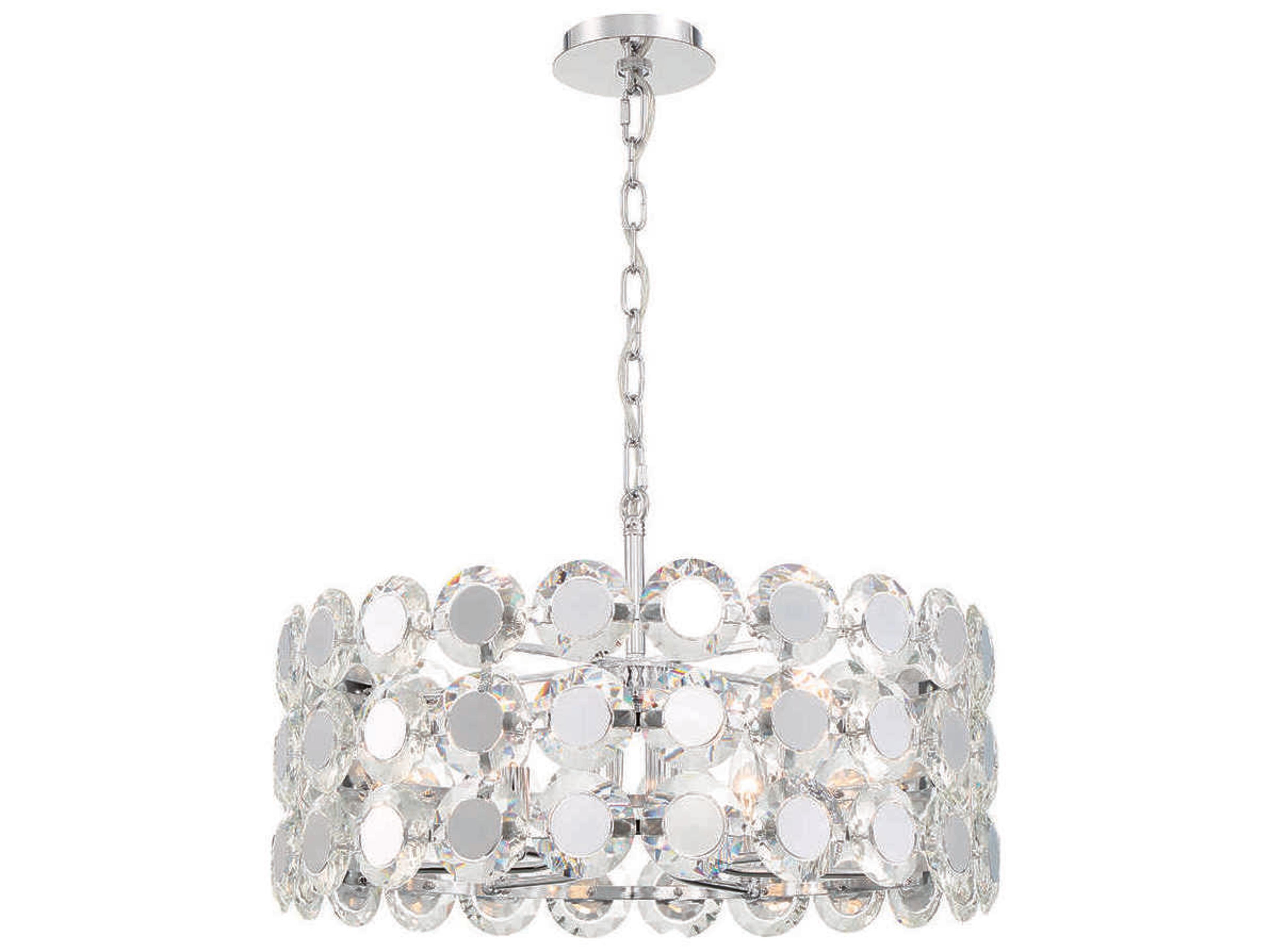 Perrene 6-Light Chrome Crystal Drum Geometric Linear Chandelier