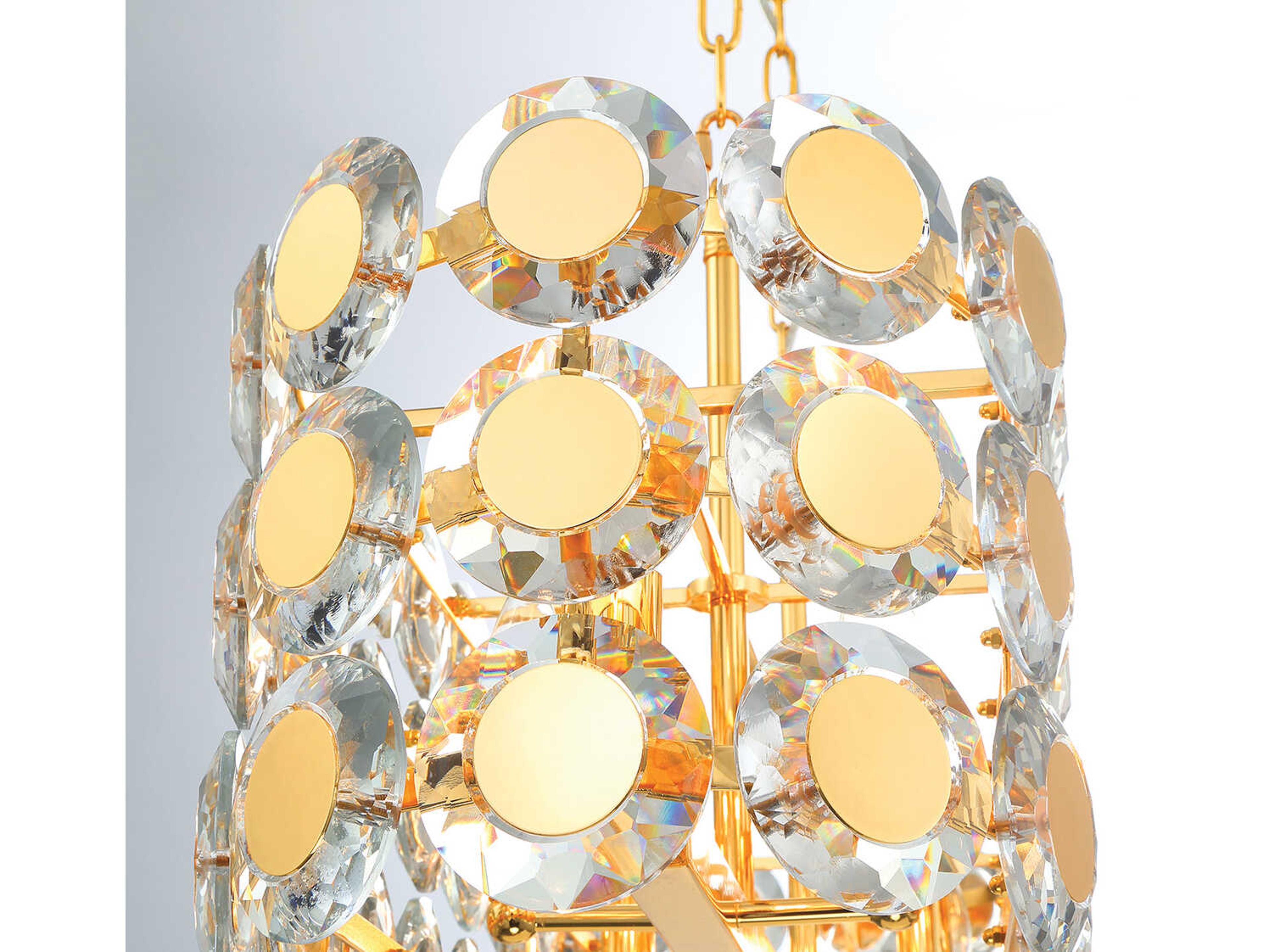 Eurofase Perrene 8-Light Gold Crystal Linear Island Pendant