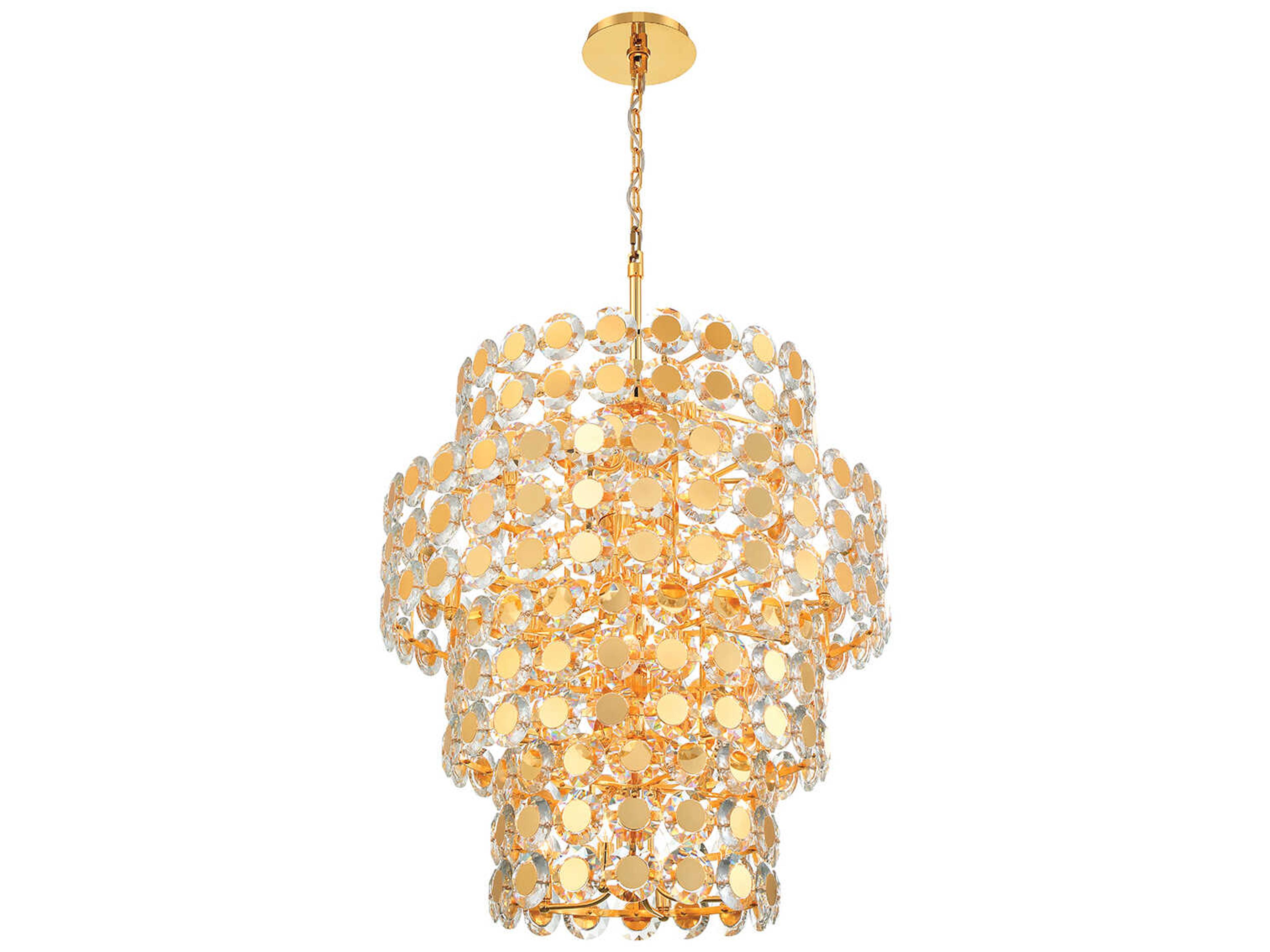 Perrene 24-Light Gold Crystal Tiered Chandelier