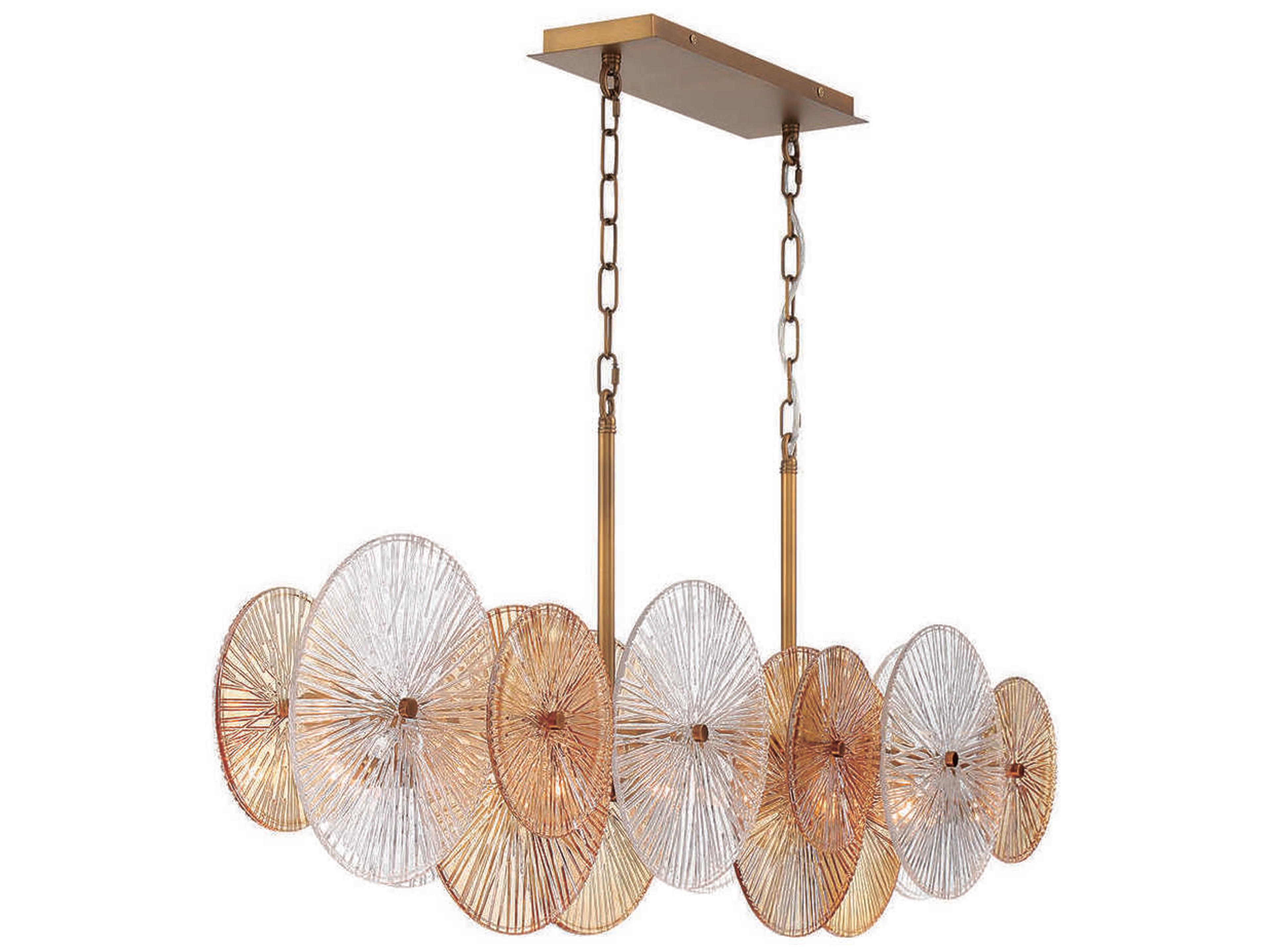 Sue-anne 8-Light Plated Brass Glass Geometric Linear Island Pendant