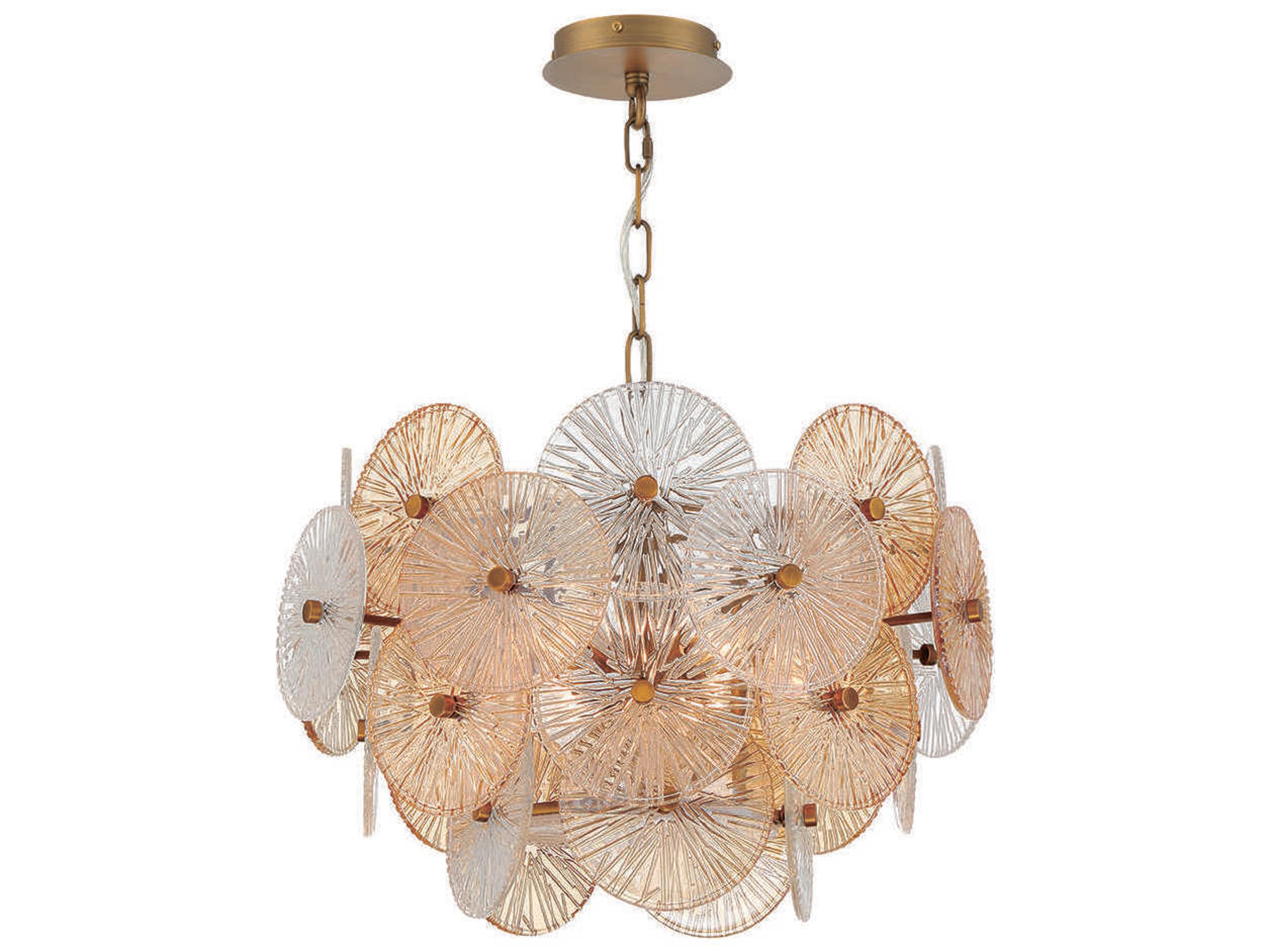 Sue-anne 6-Light Plated Brass Glass Geometric Linear Pendant