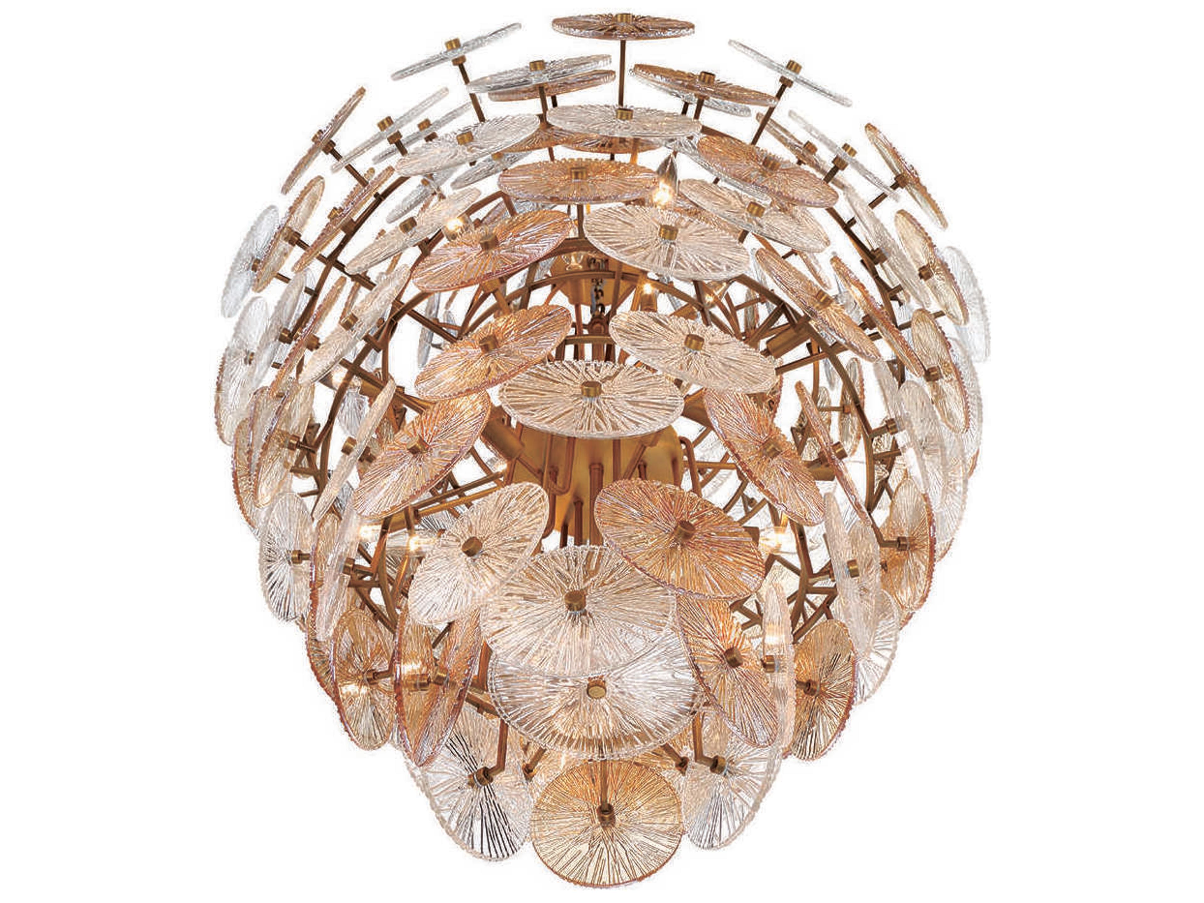 Eurofase Sue-anne 27-Light Plated Brass Glass Geometric Linear Chandelier