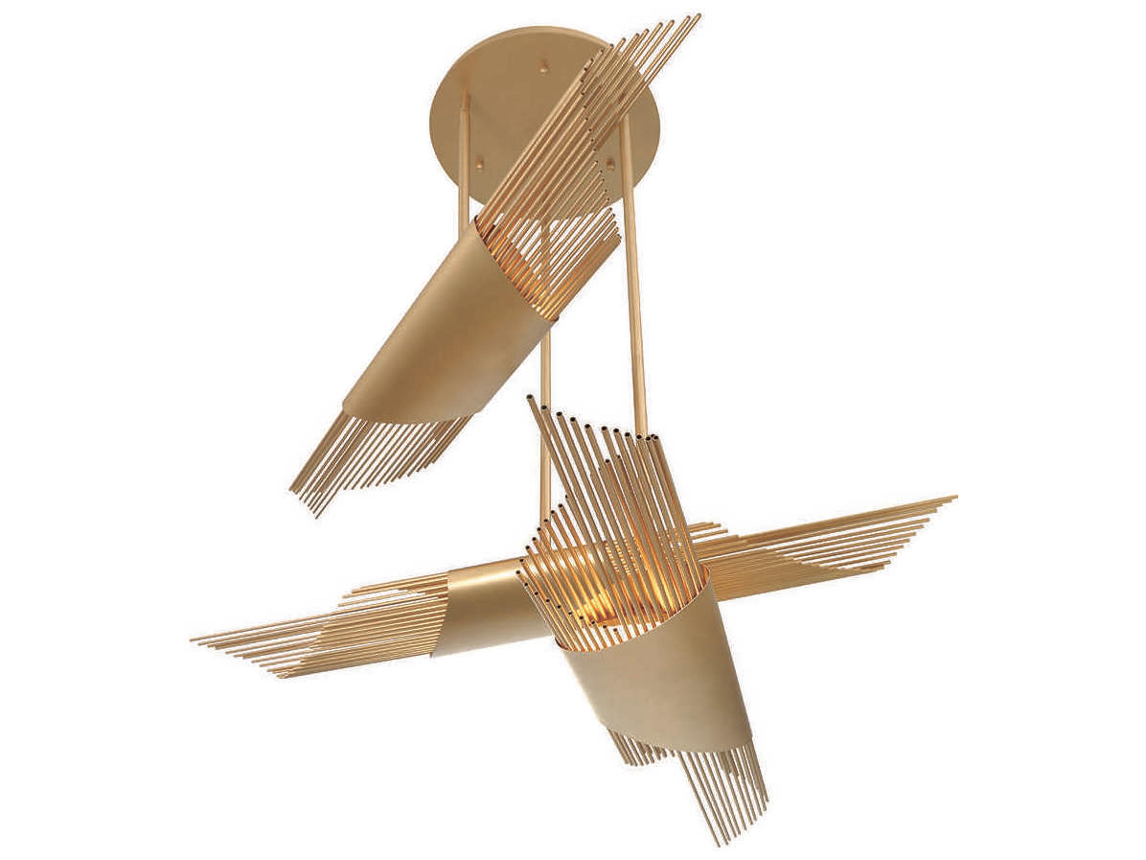 Eurofase Umura 6-Light Gold LED Geometric Linear Island Pendant