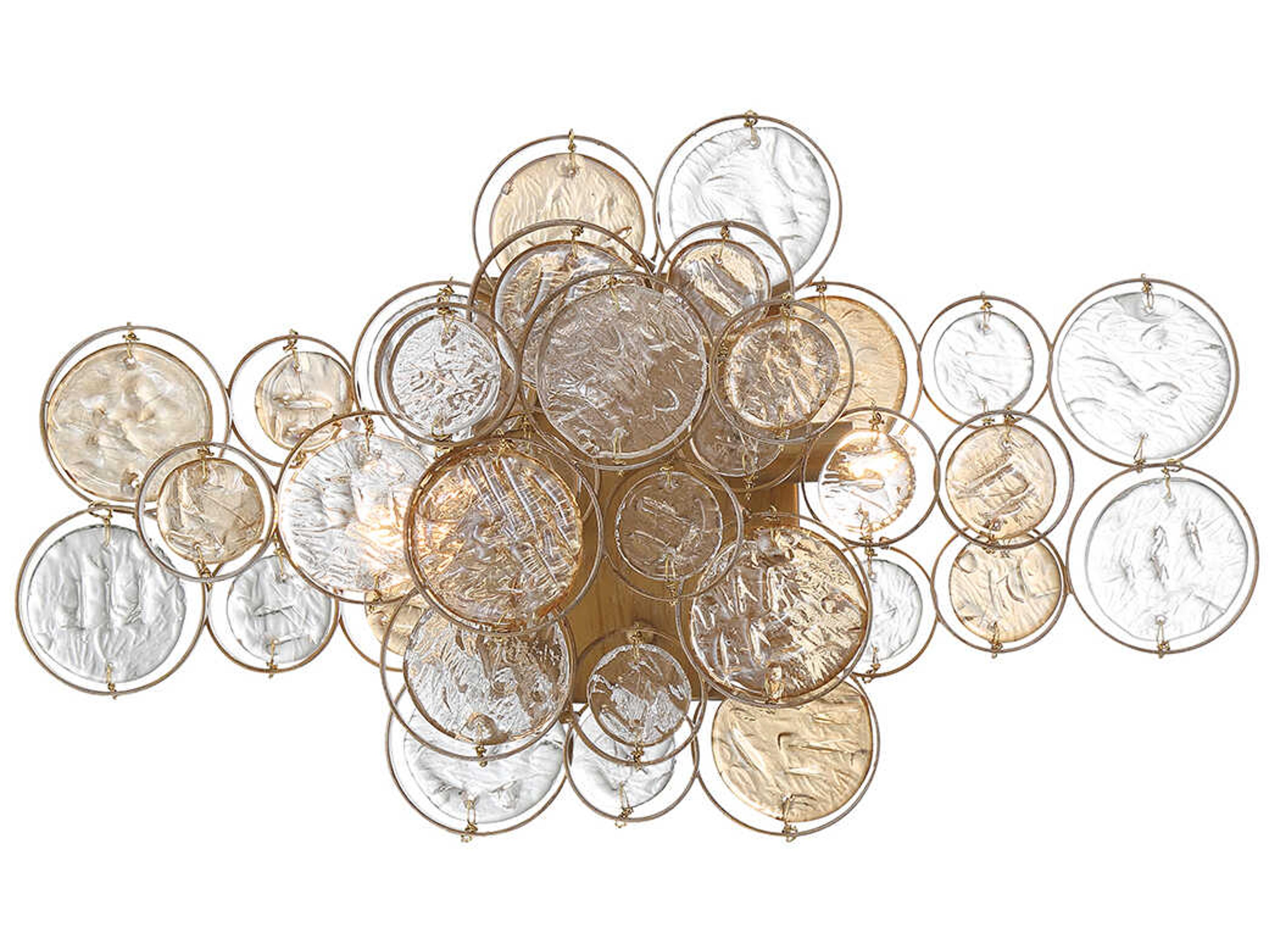 Trento 2-Light Antique Gold Glass Vanity Light