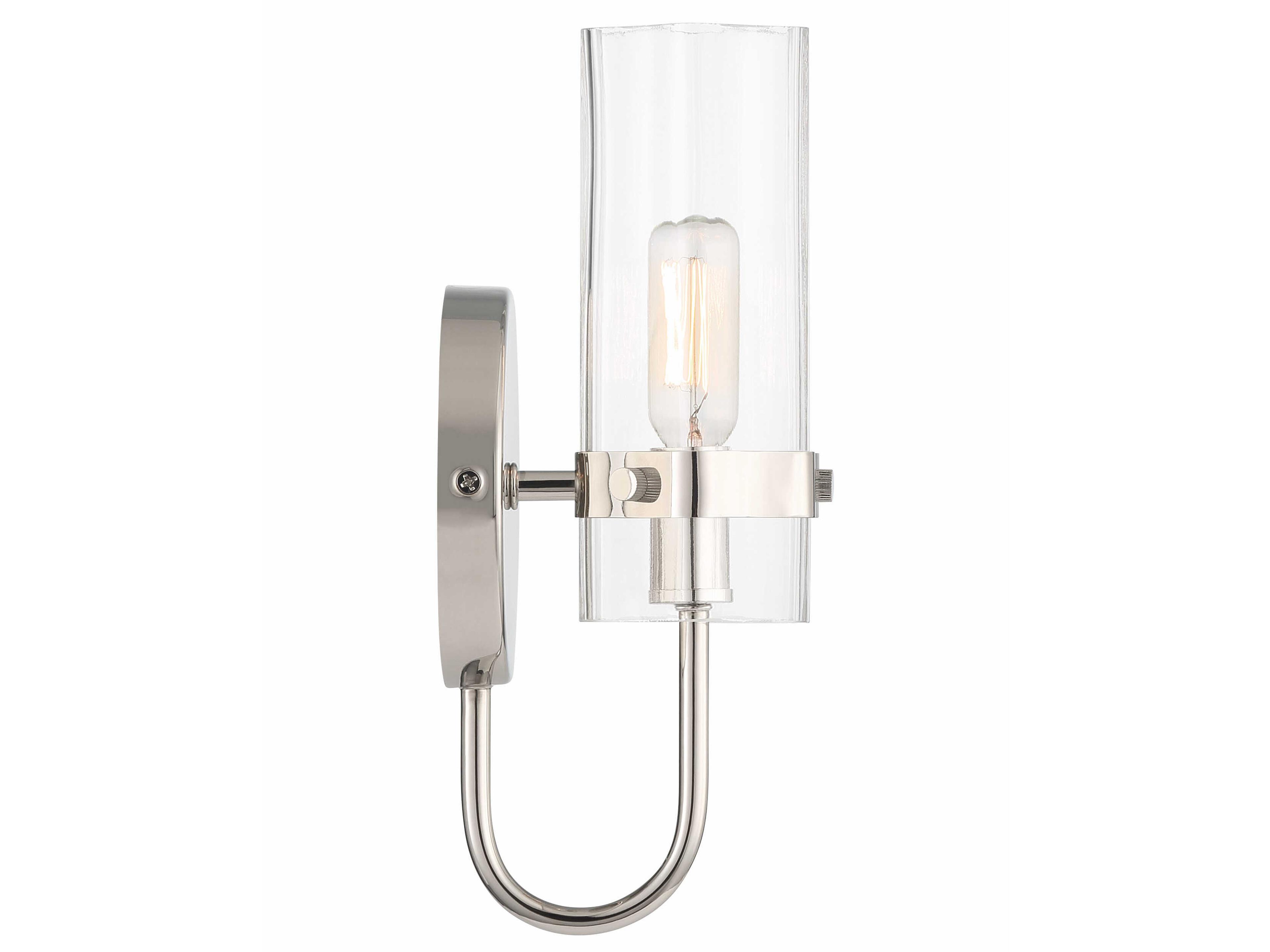 Eurofase Brook 1-Light Polished Nickel Glass Wall Sconce