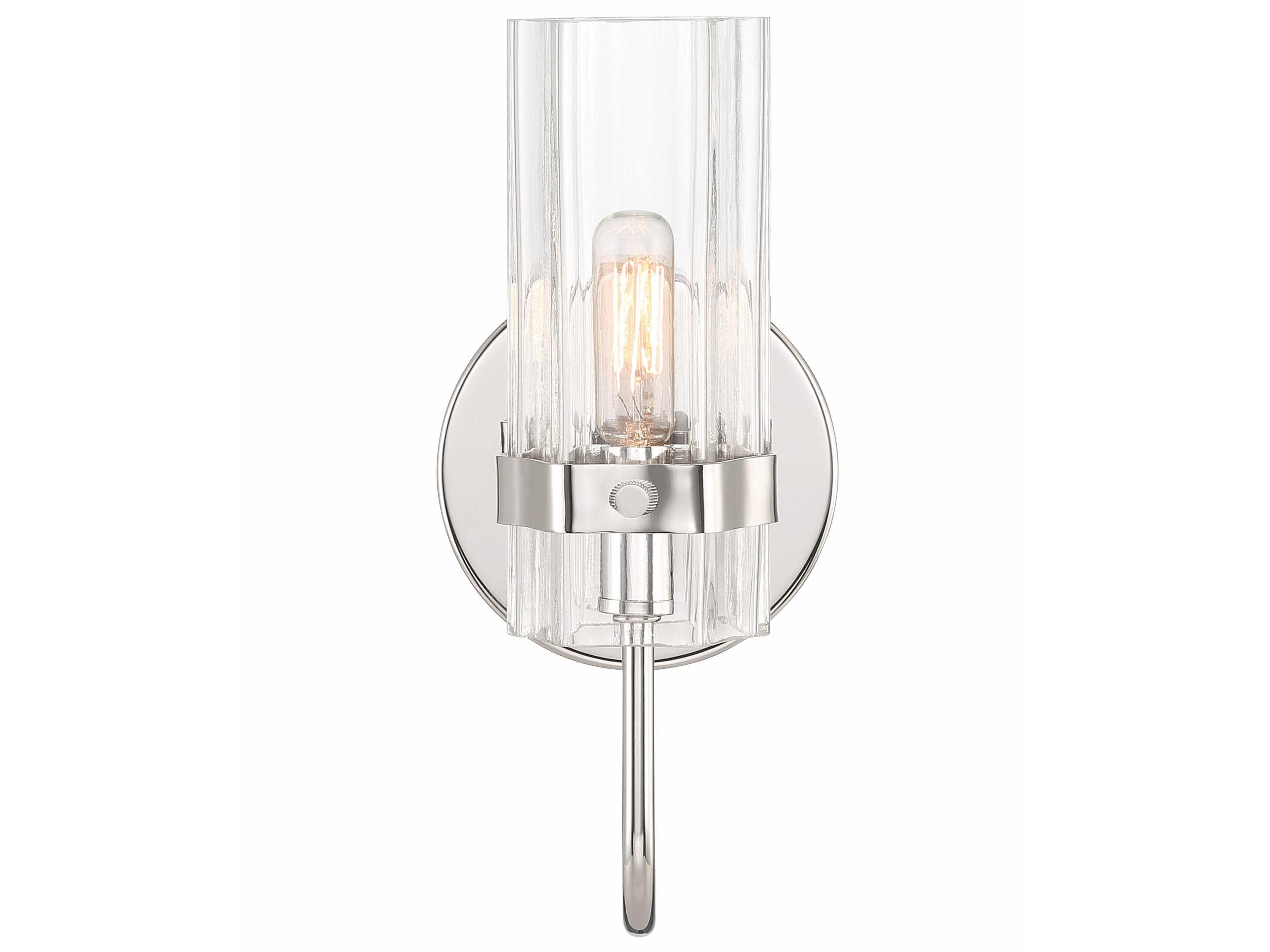 Eurofase Brook 1-Light Polished Nickel Glass Wall Sconce