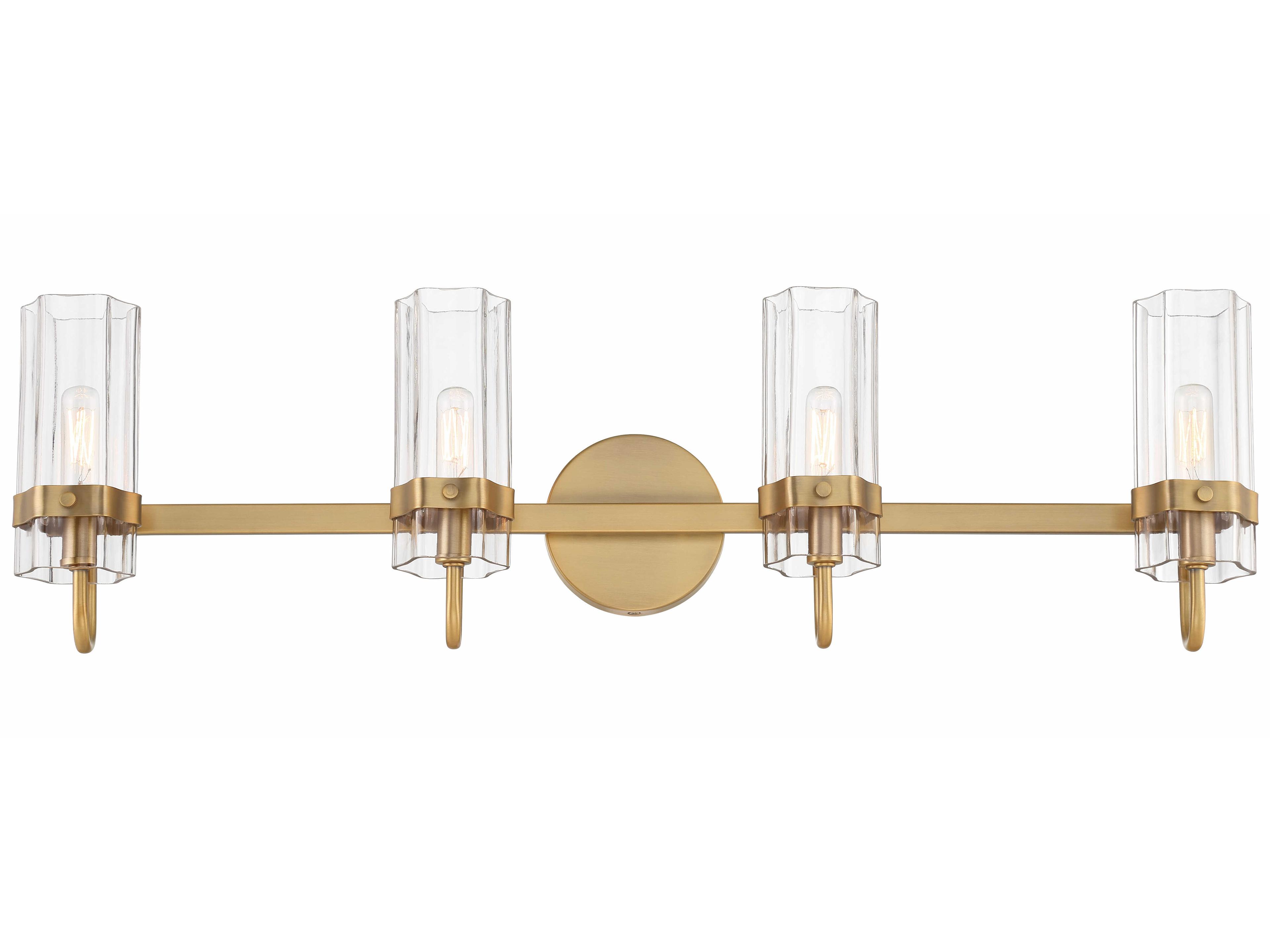 Brook 4-Light Brass Glass Vanity Light