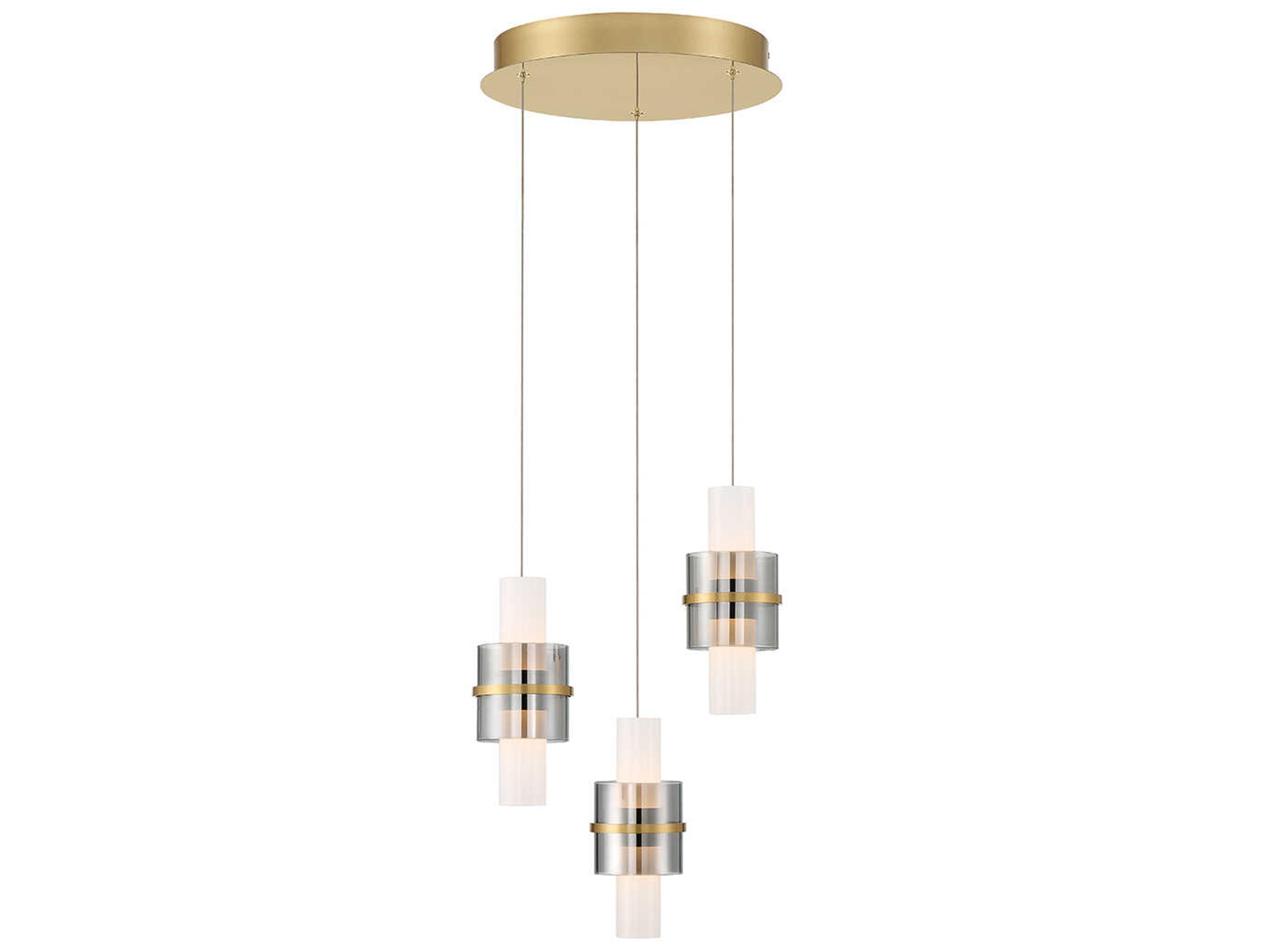 Rola 6-Light Brushed Gold Glass LED Cylinder Pendant
