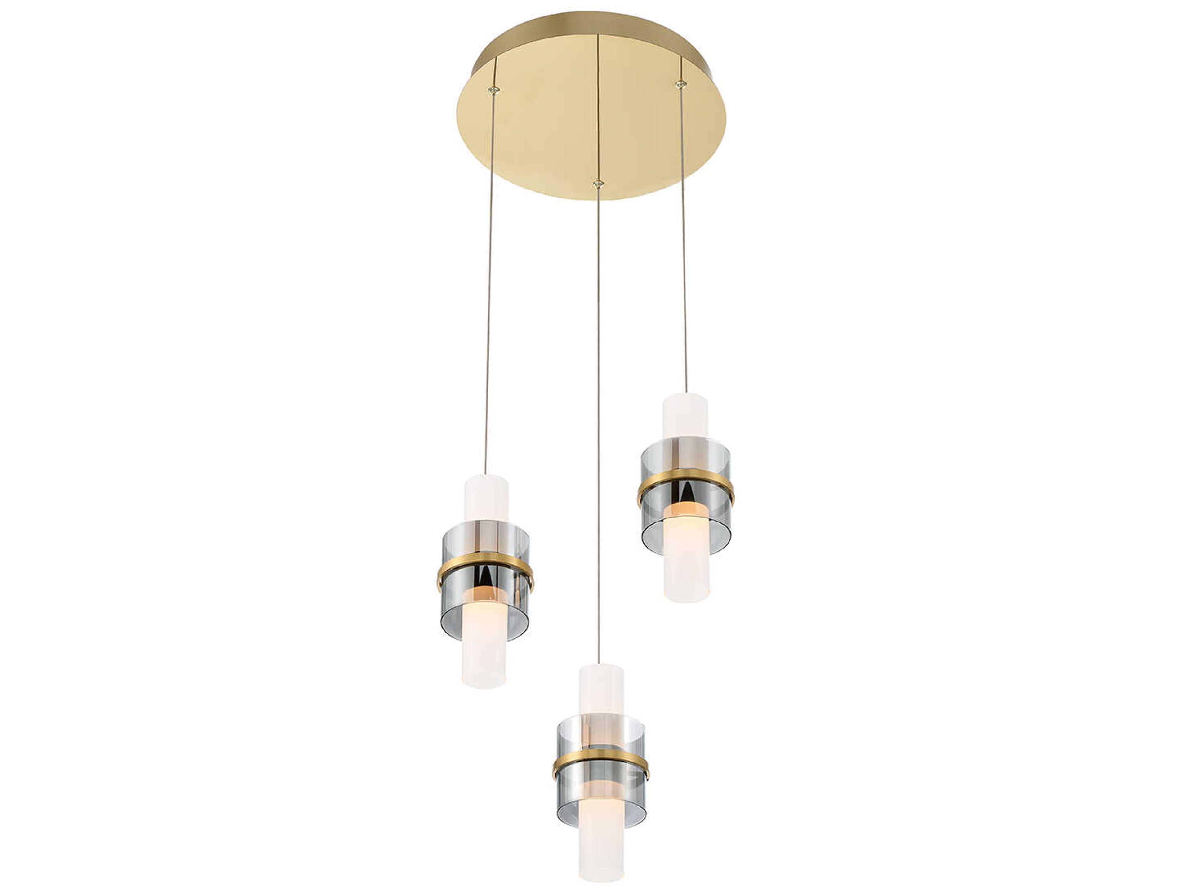 Eurofase Rola 6-Light Brushed Gold Glass LED Cylinder Pendant