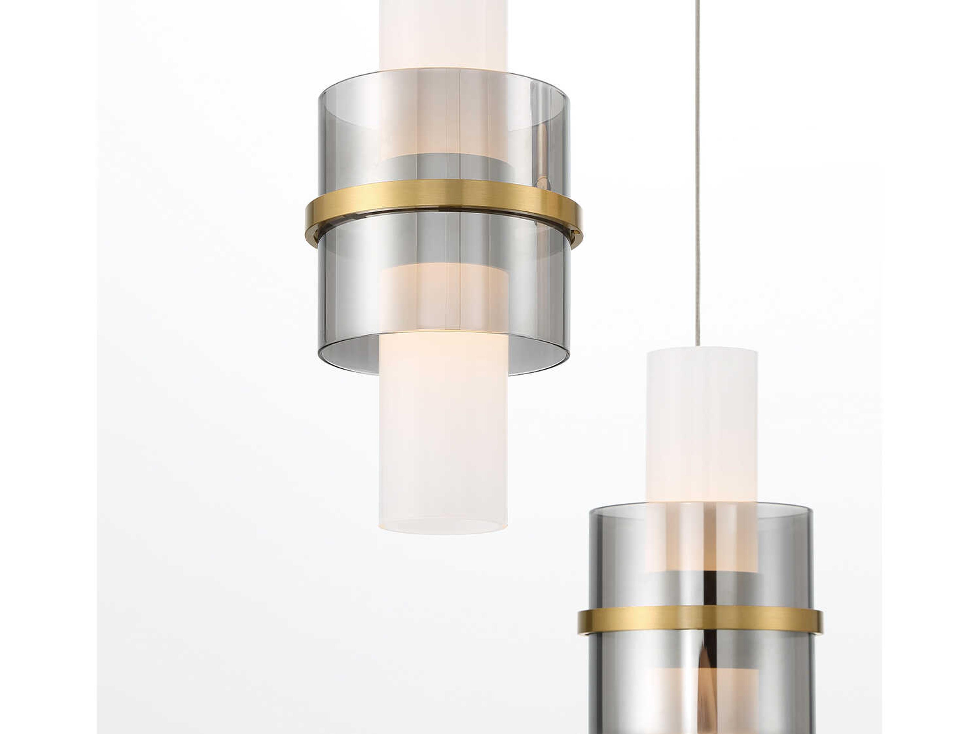 Eurofase Rola 6-Light Brushed Gold Glass LED Cylinder Pendant