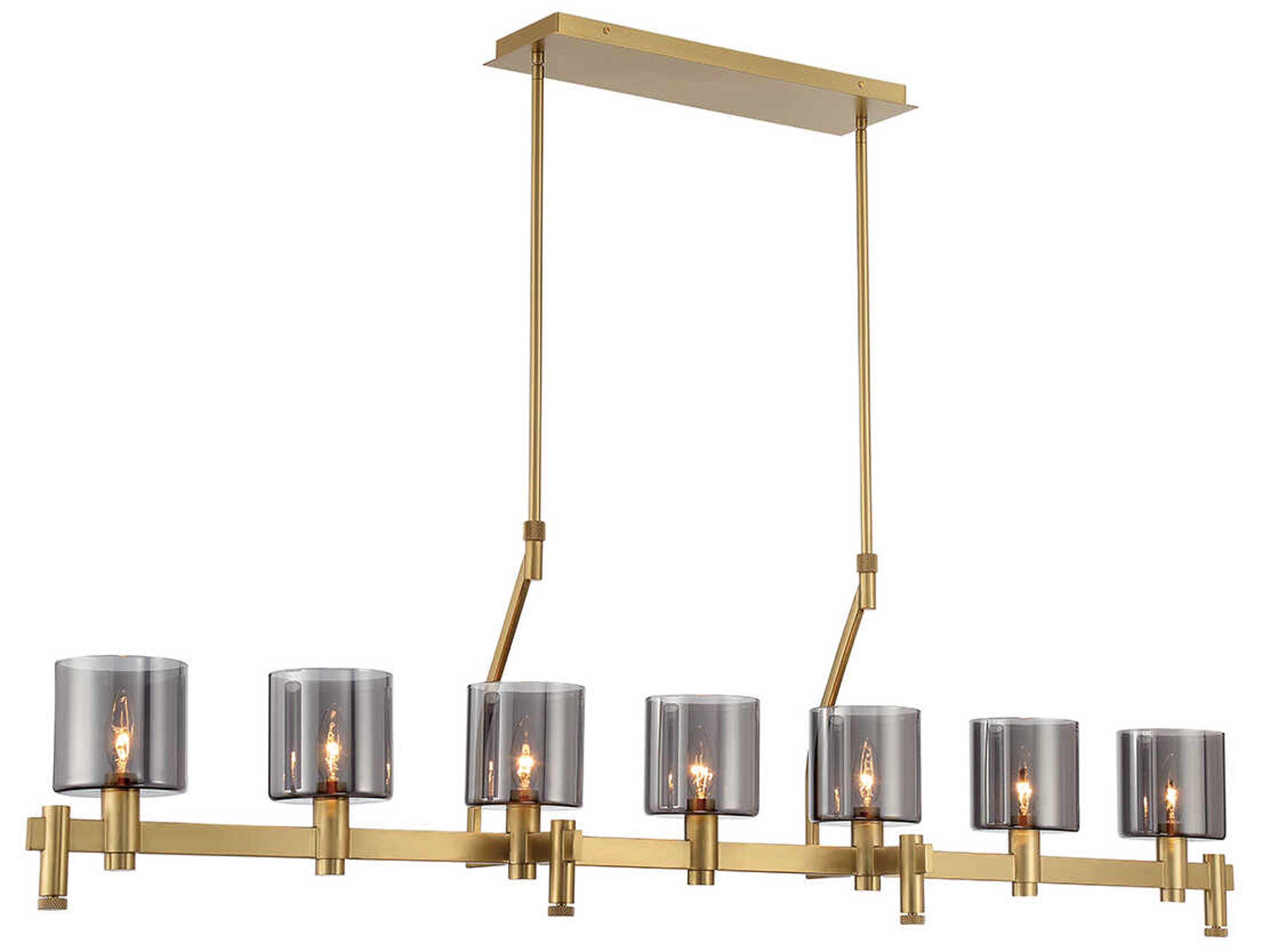 Eurofase Decato 7-Light Brushed Gold Glass Cylinder Linear Island Pendant