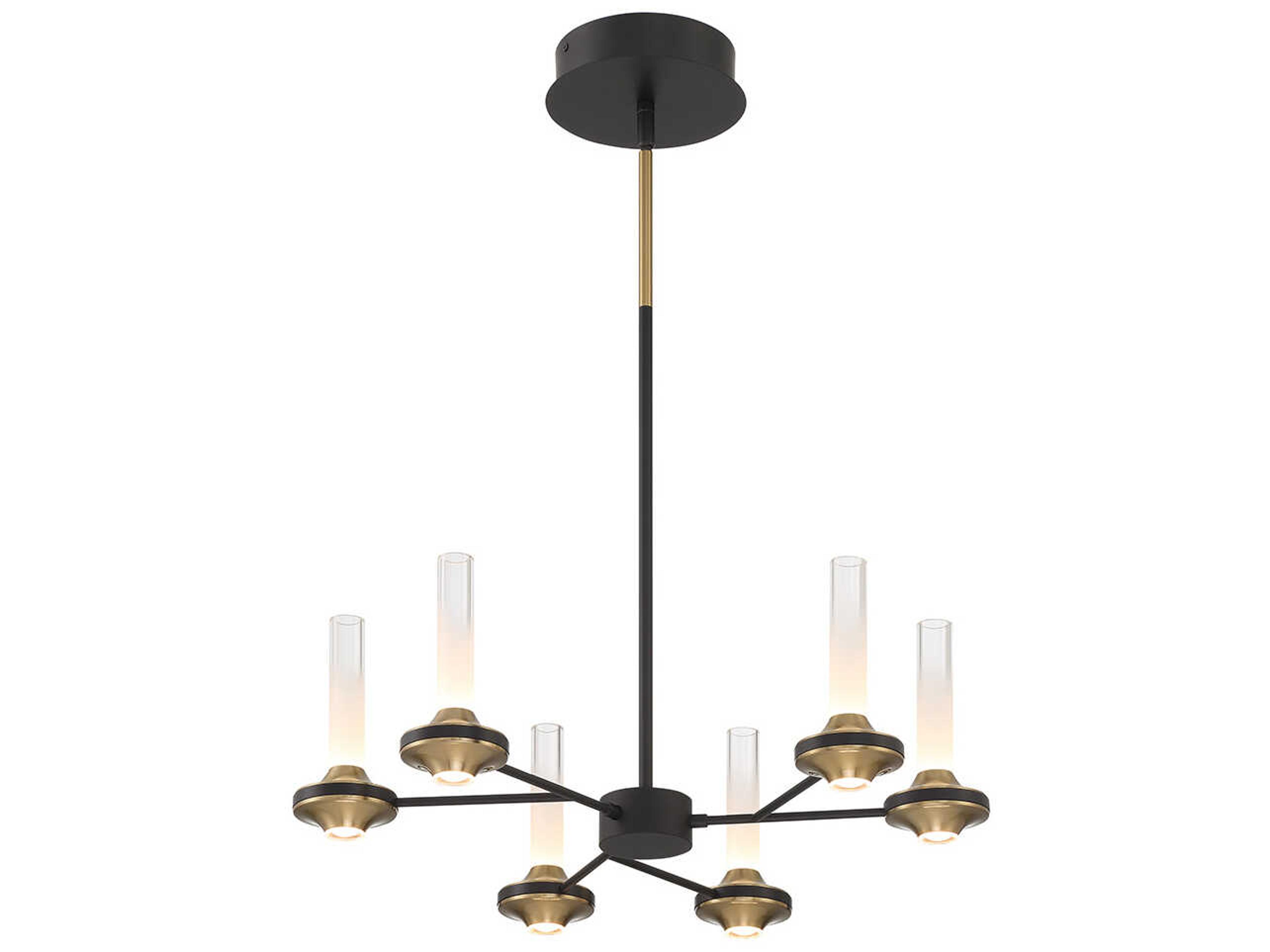 Eurofase Torcia 12-Light Black Brass Glass LED Cylinder Chandelier