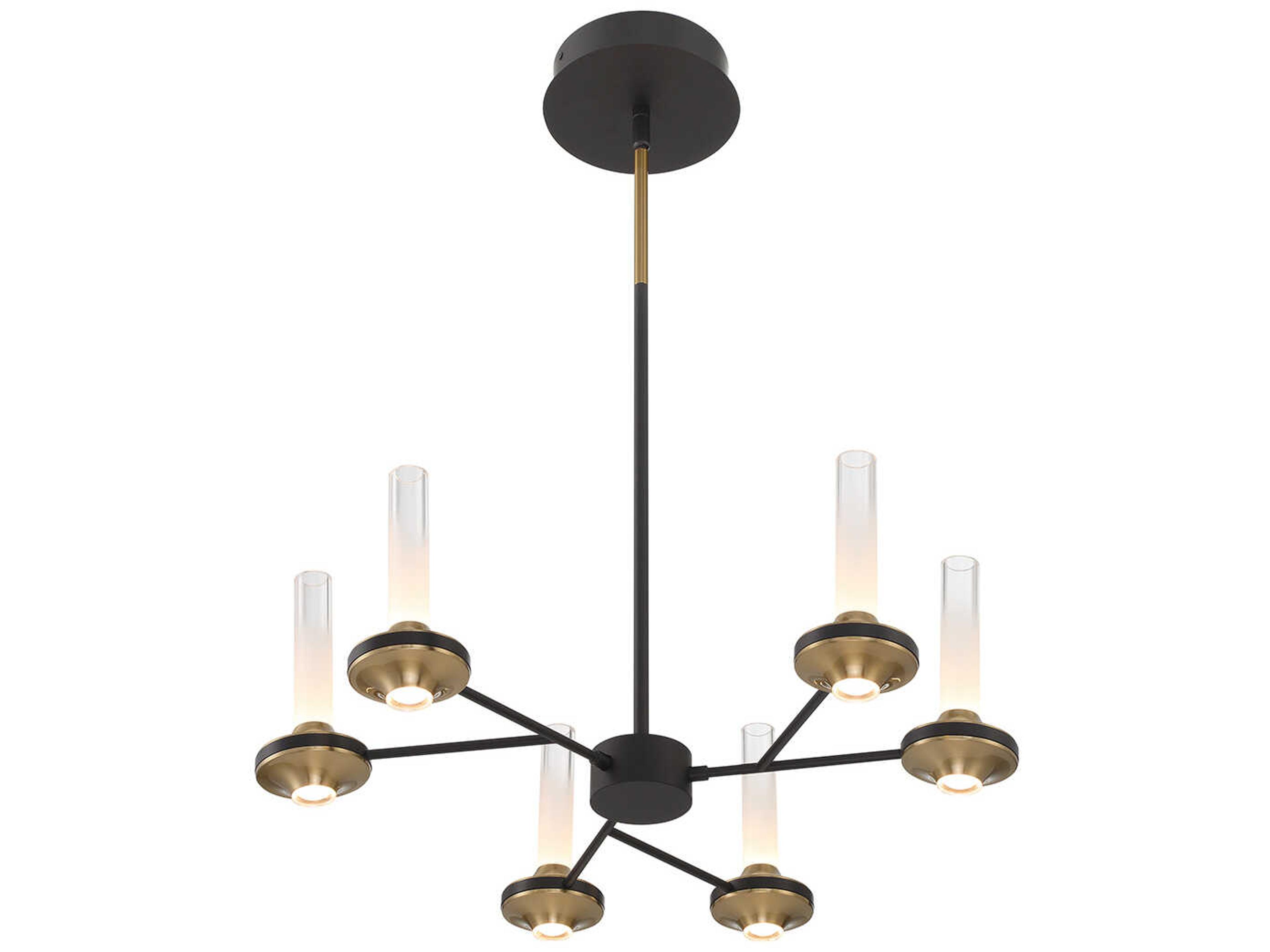 Eurofase Torcia 12-Light Black Brass Glass LED Cylinder Chandelier