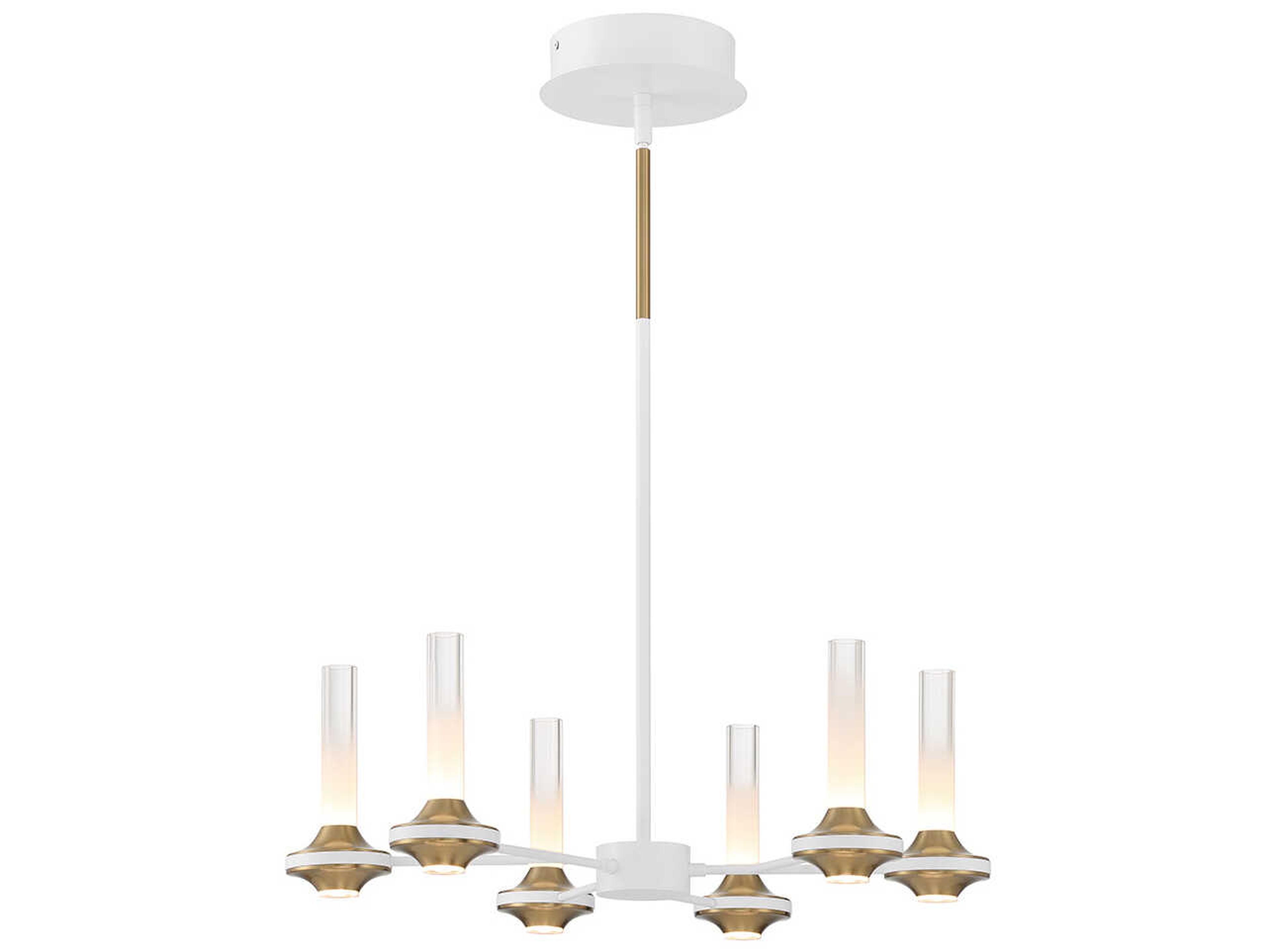 Eurofase Torcia 12-Light White Brass Glass LED Cylinder Chandelier