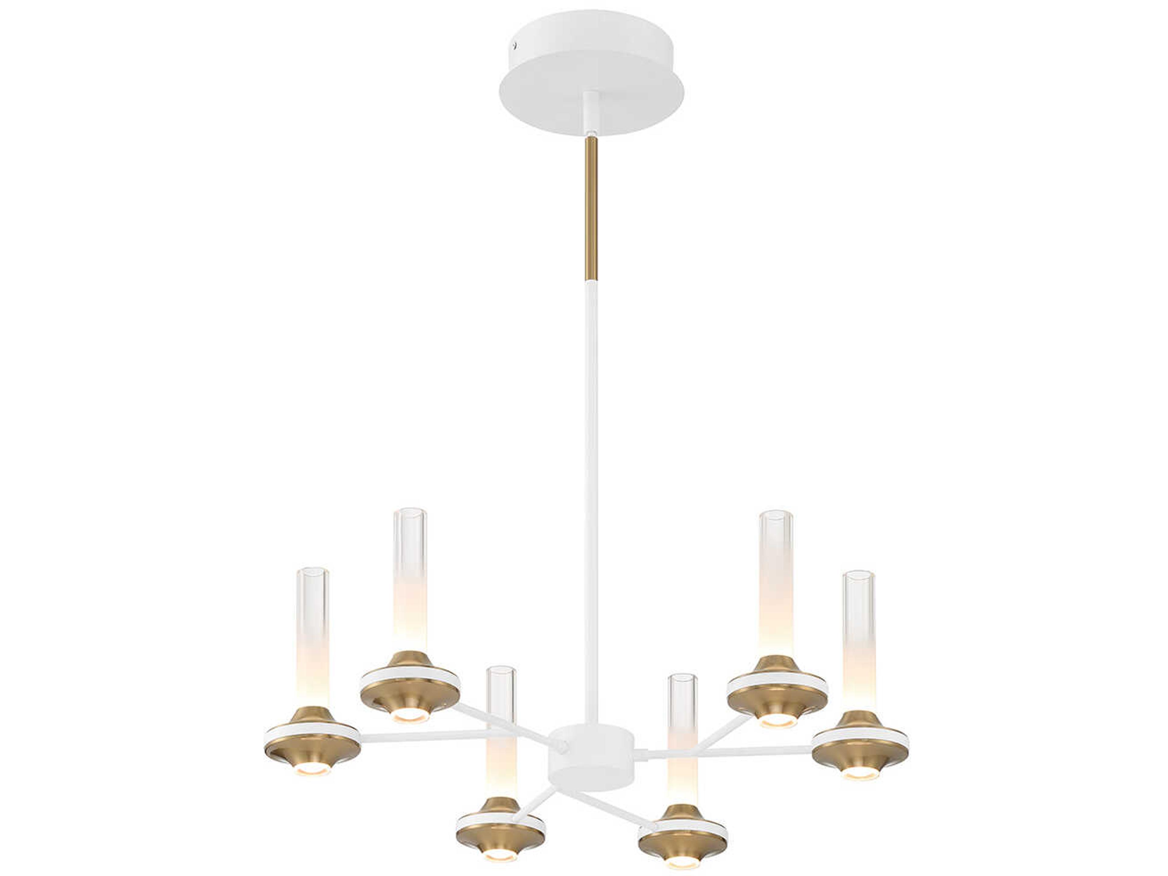 Eurofase Torcia 12-Light White Brass Glass LED Cylinder Chandelier